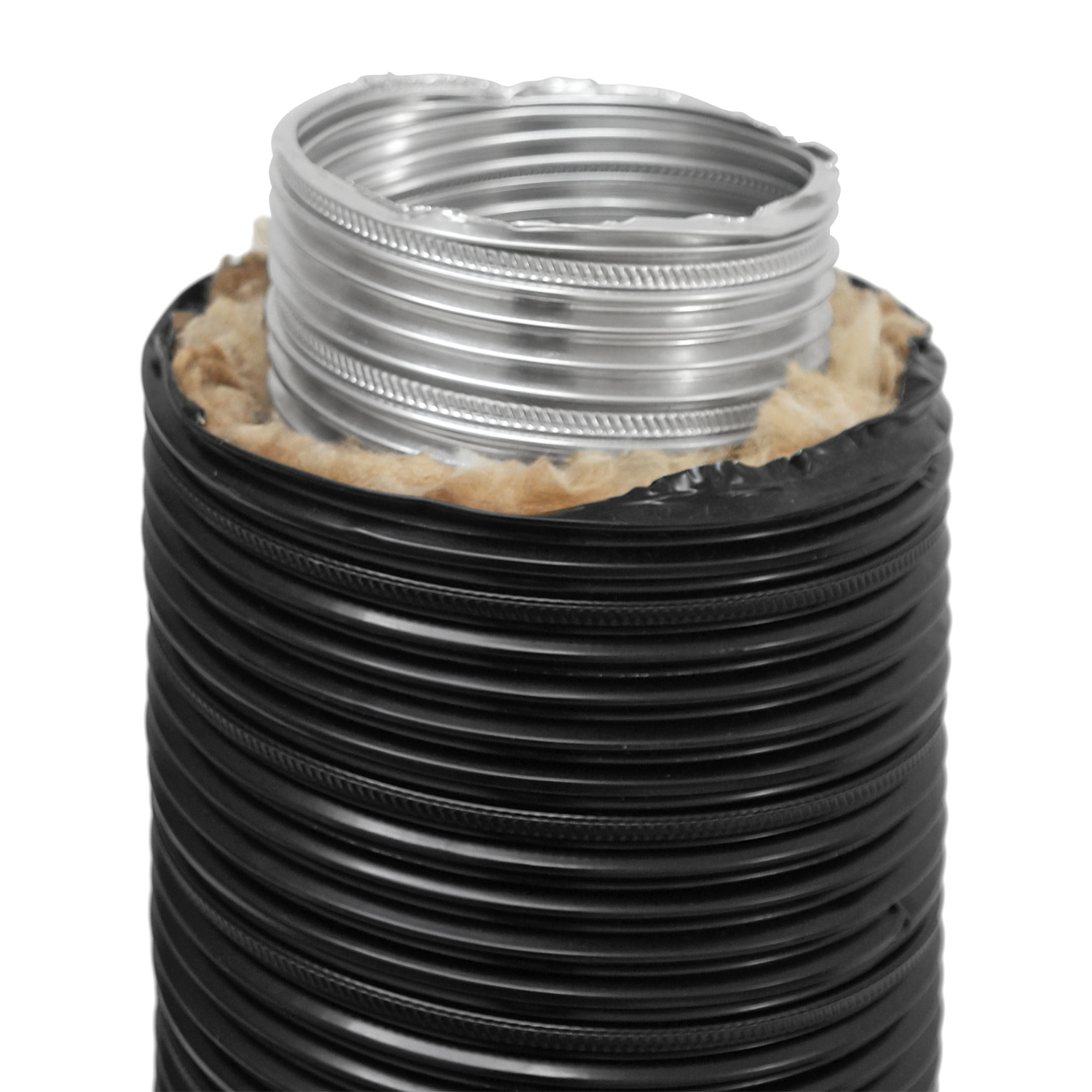 Therm Flex Aluflexrohr isoliert schwarz Ø 125 mm Länge 0,75 m, für Außenluft-Anschluss
