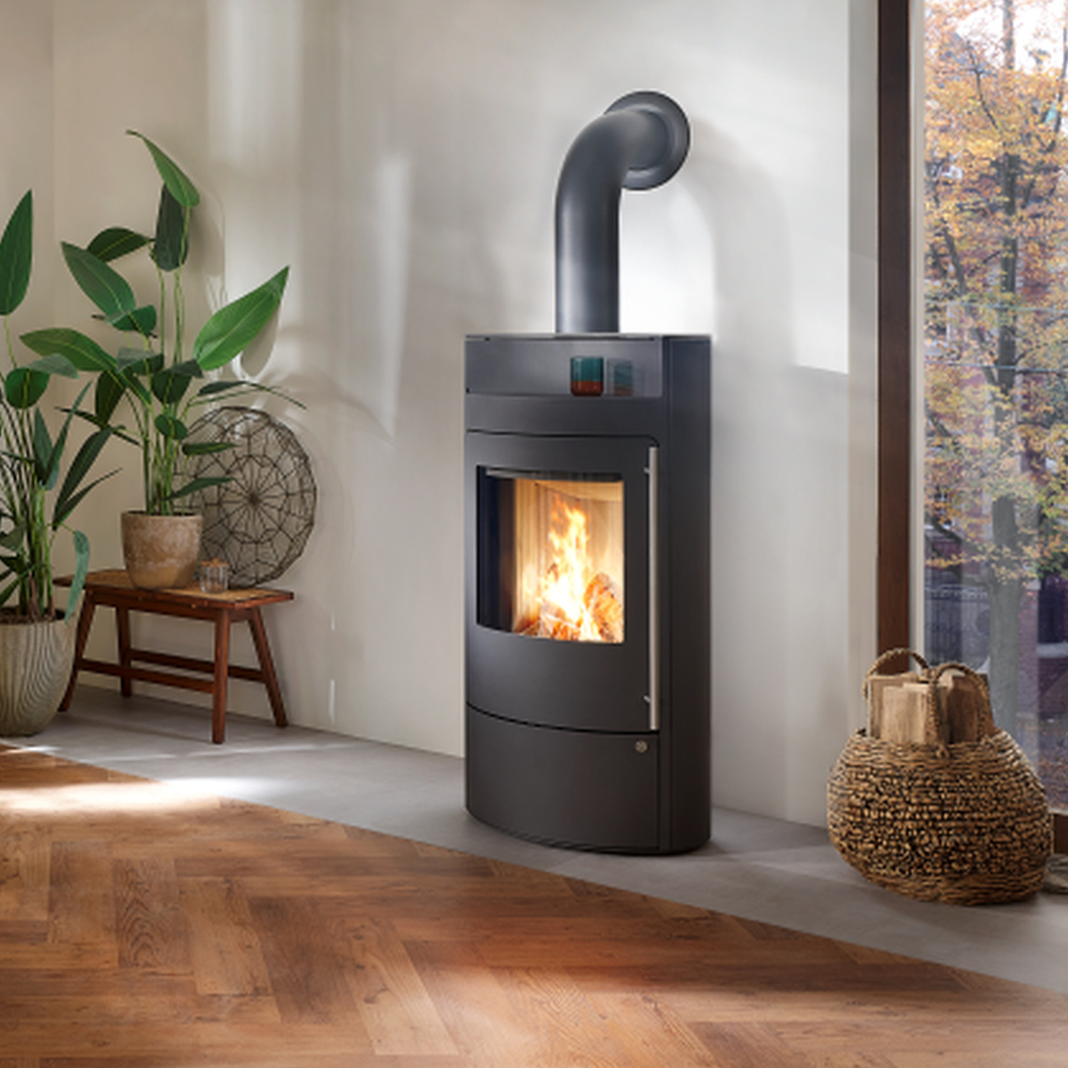 Olsberg Bacan Kaminofen 6 kW Stahl schwarz/ Stahltür Powersystem