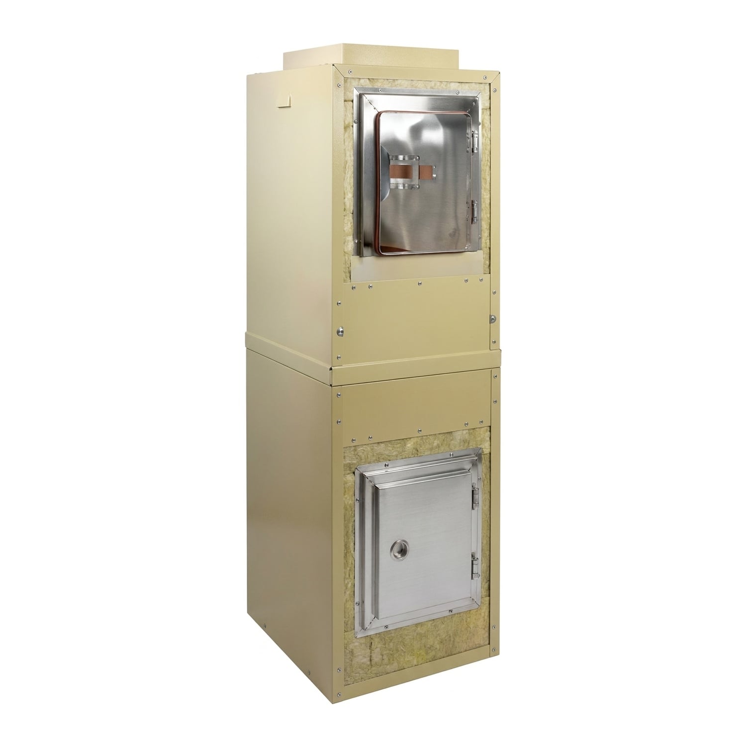 Schiedel Élément de gaine LB90 H=1090 mm 240x240 mm avec raccord de ramonage PPL carré Ø 150 mm et pot à condensats