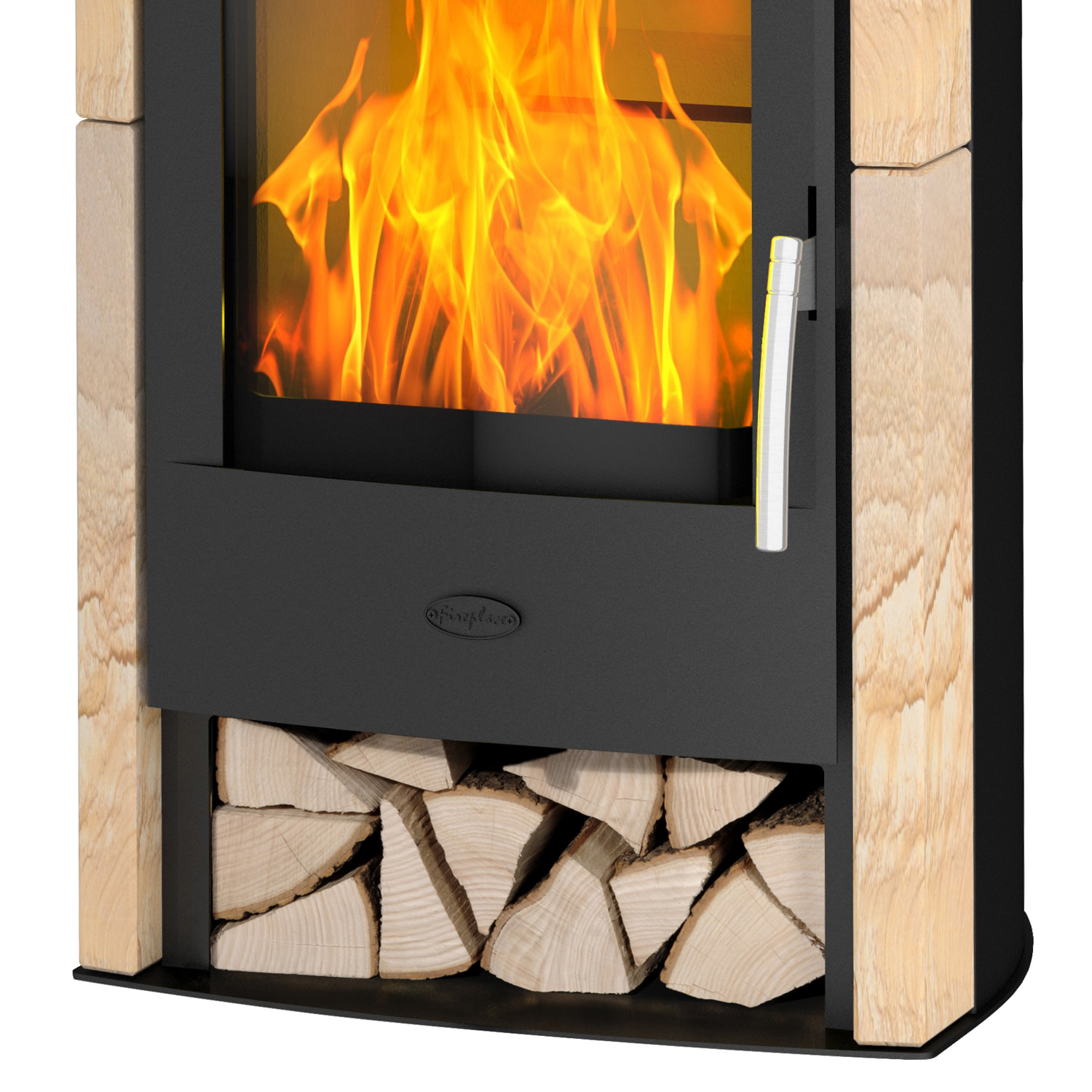 Fireplace Santiago Poêle à bois acier noir | grès
