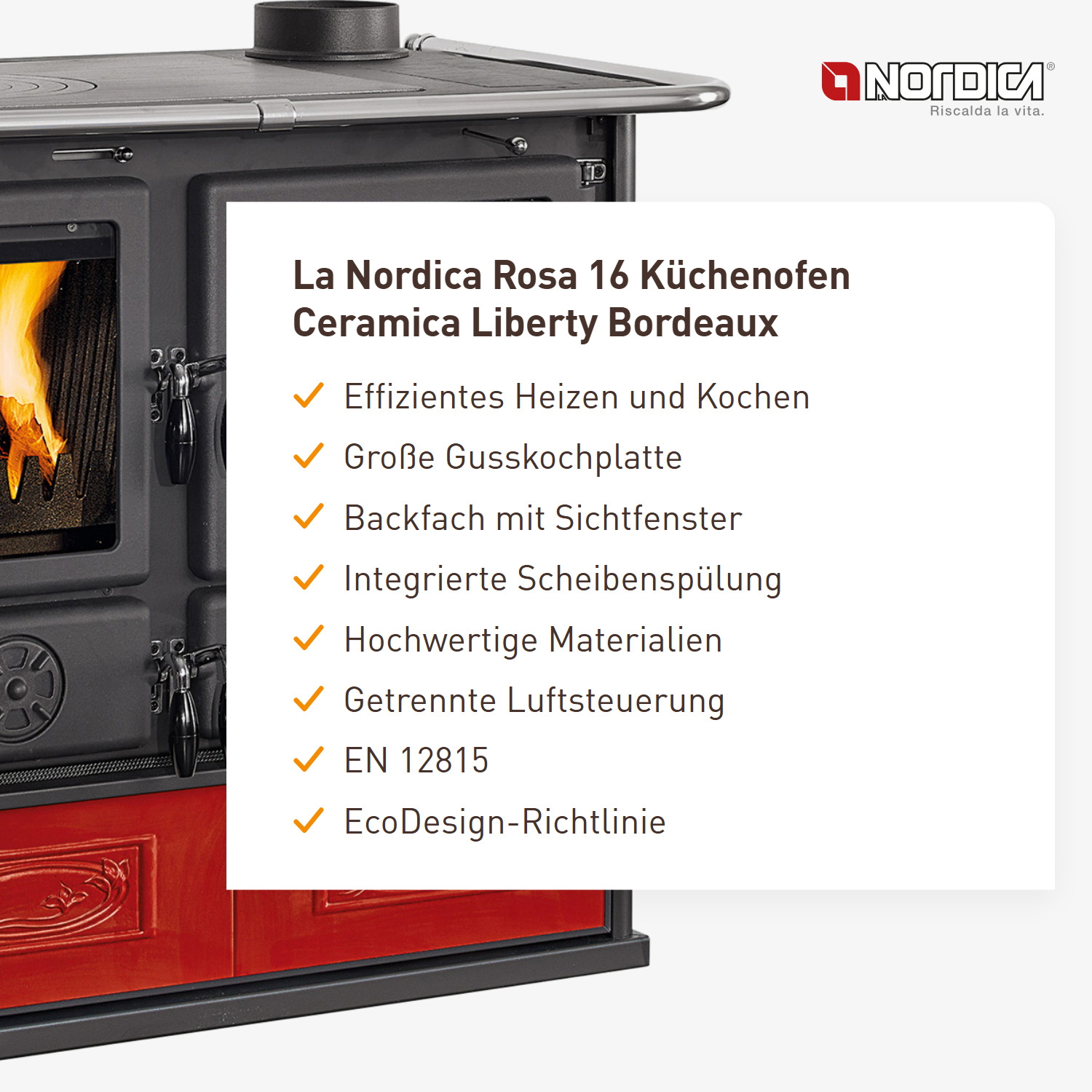 La Nordica Rosa 16 Küchenofen Ceramica Liberty Bordeaux