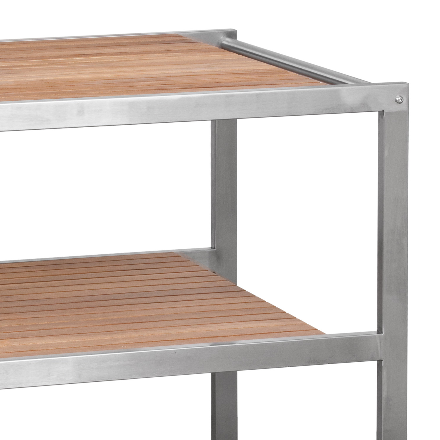 Monolith Le Chef Tisch aus Edelstahl & Teak