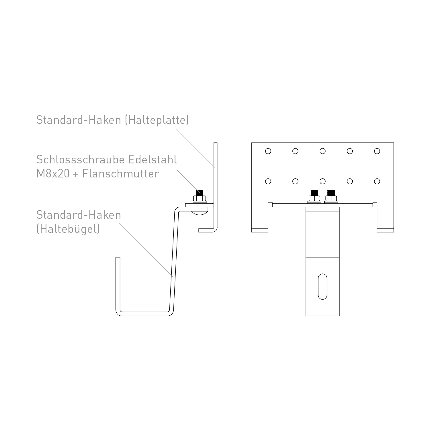 Sunex Standard Kit de montage pour toit incliné 25-60 degrés pour 2 capteurs solaires plats AMP 2.0