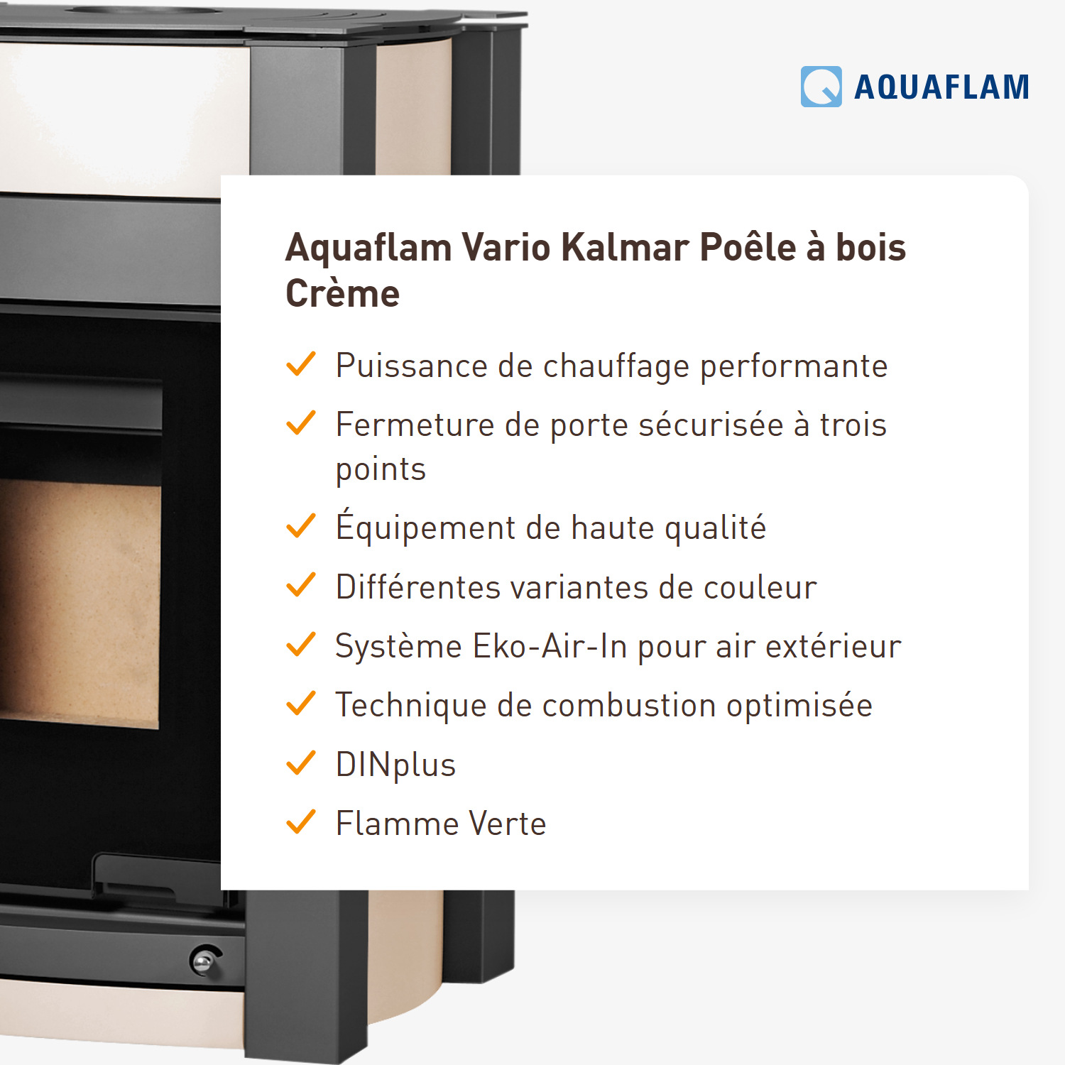 Poêle à bois Aquaflam Vario Kalmar Crème