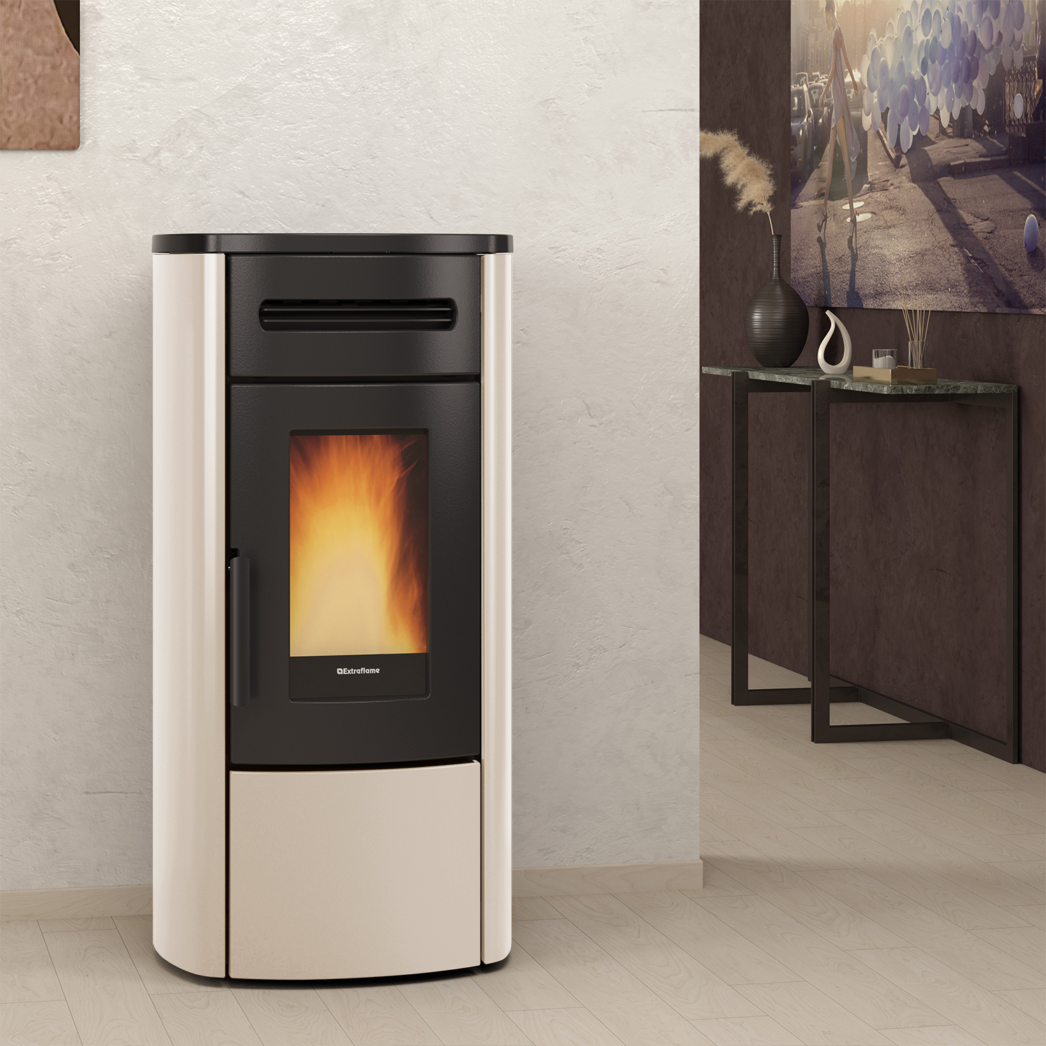 Extraflame GUENDA IDRO 5.0 - Elfenbein wassergeführter Pelletofen EVOLUTION LINE