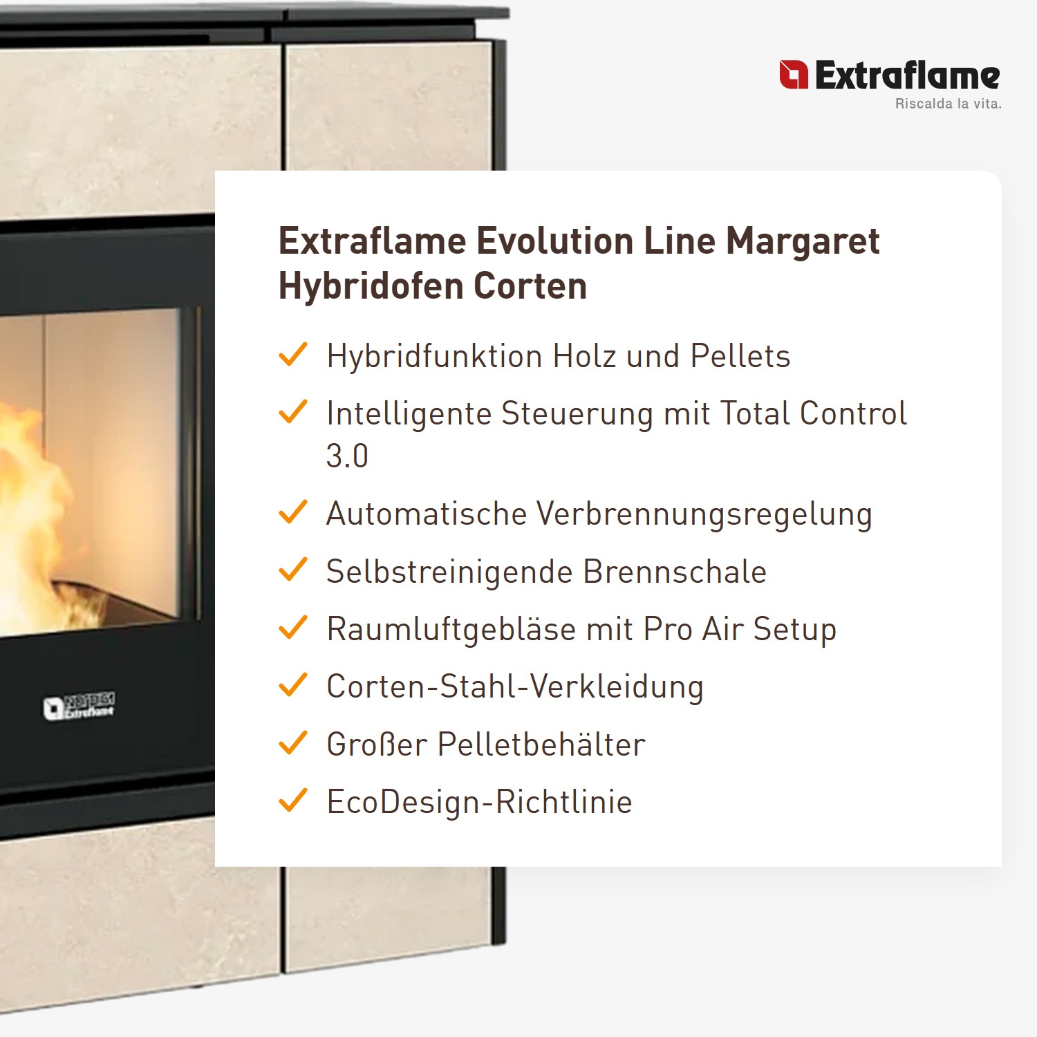 Extraflame Evolution Line Margaret Hybridofen Corten