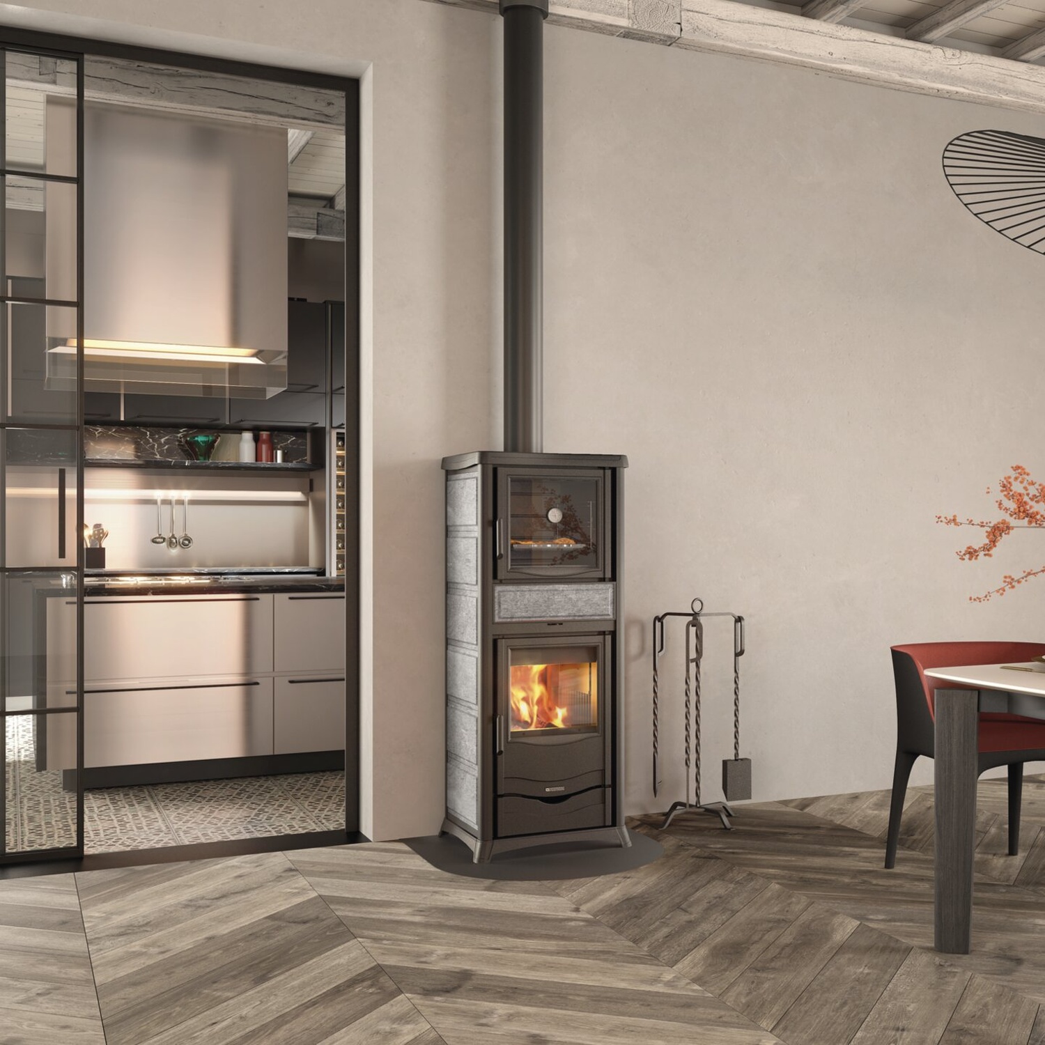 La Nordica T.ROSSELLA PLUS FORNO DSA.16 PETRA - poêle à bois en pierre naturelle