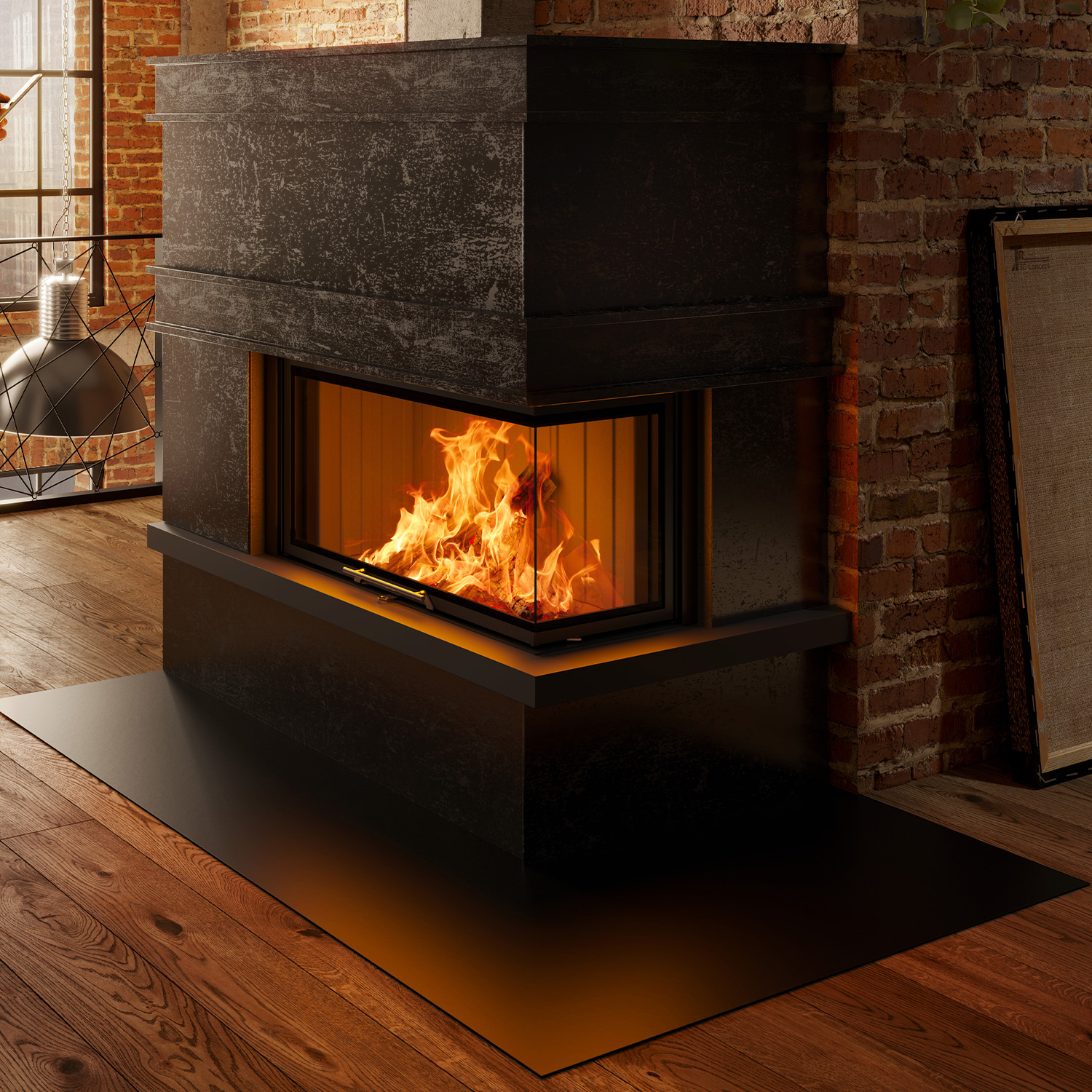 Spartherm Varia 2R-80h 2.0 Insert de cheminée d'angle