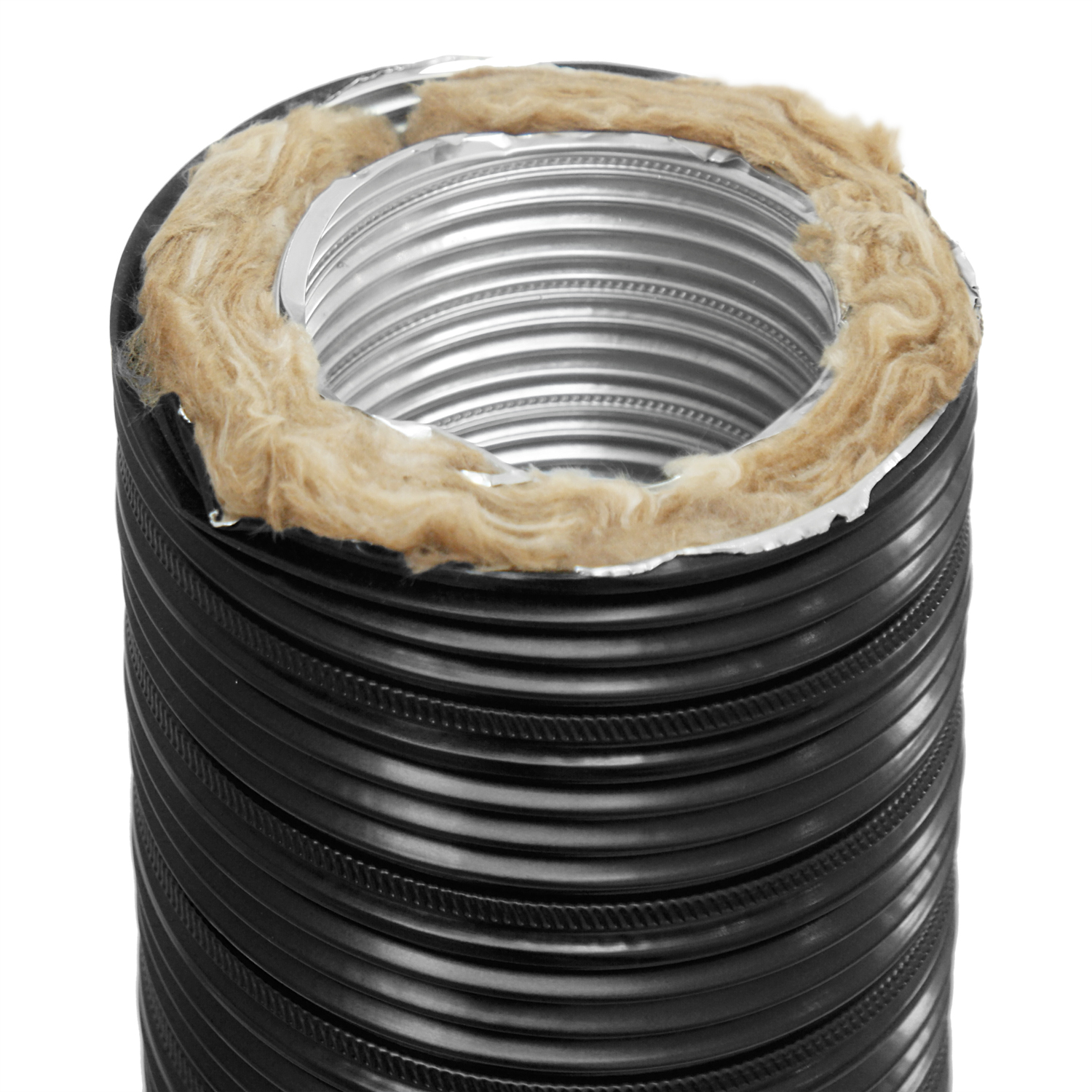Therm Flex Aluflexrohr isoliert schwarz Ø 125 mm Länge 0,75 m, für Außenluft-Anschluss