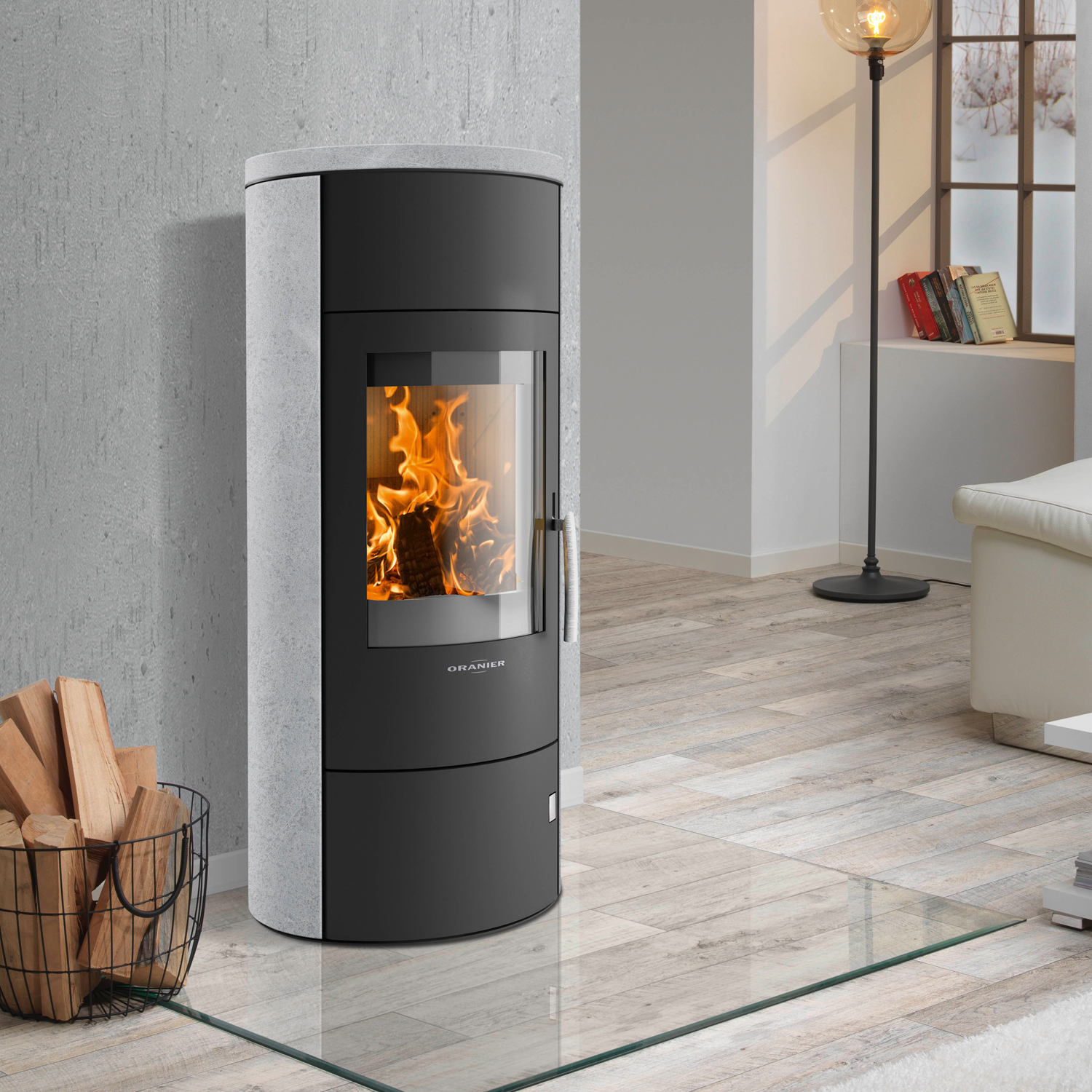 Oranier Polar W+ 2.0 Kaminofen Stahl Schwarz / Speckstein