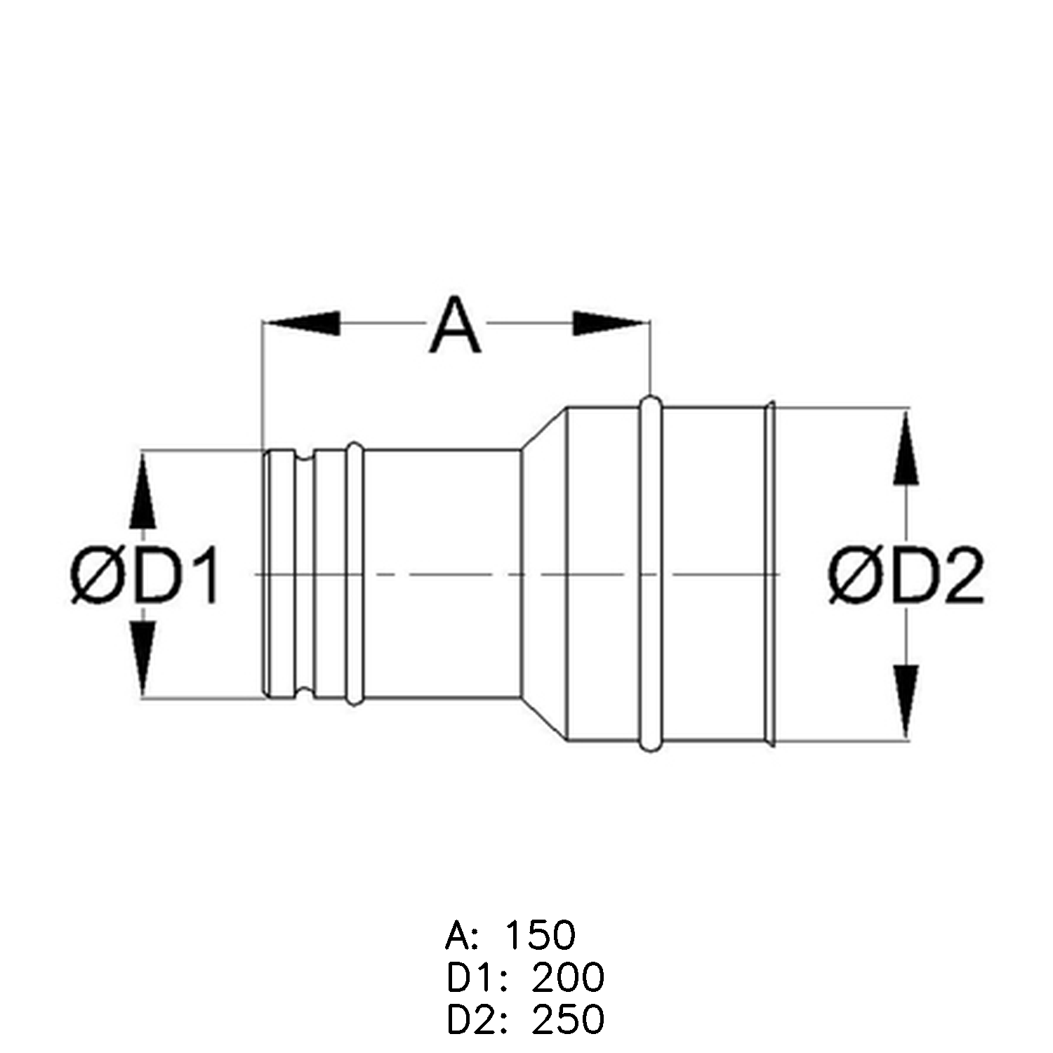 Schiedel extension PPL simple paroi 200mm - 250mm mat
