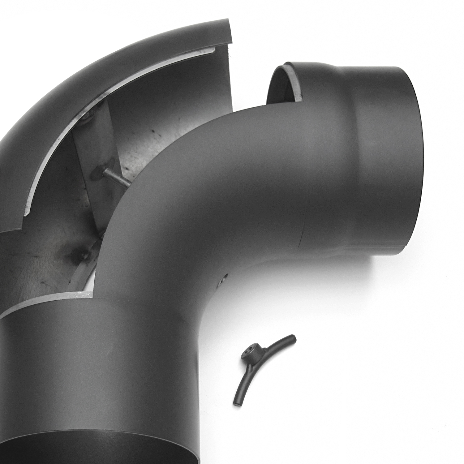 Raik Basic Rauchrohrbogen 150mm gussgrau 90° gezogen mit Tür für Rauchrohr / Ofenrohr