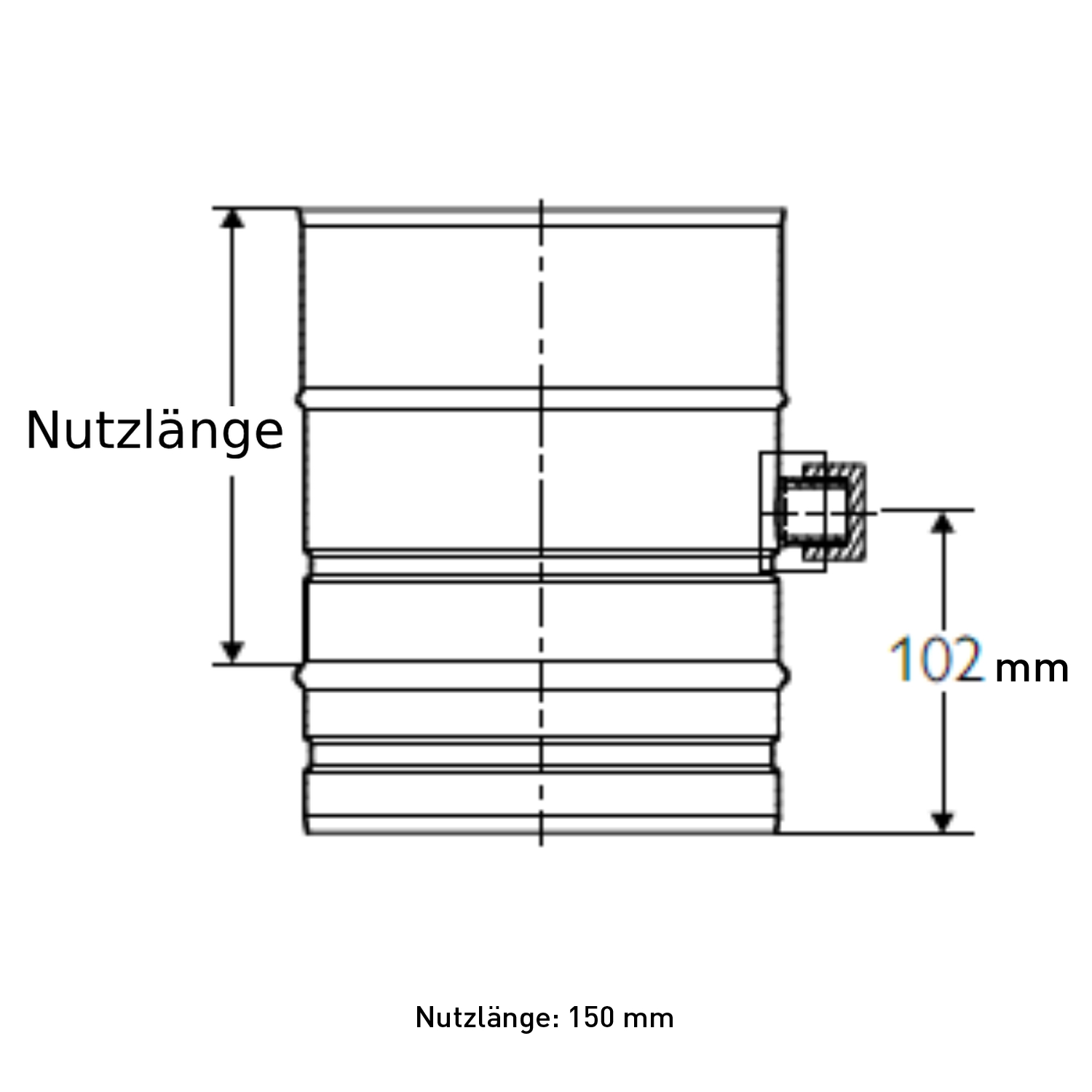 Schiedel PRIMA PLUS Rohrelement 200mm Ø113 mm mit Messöffnung einwandig matt