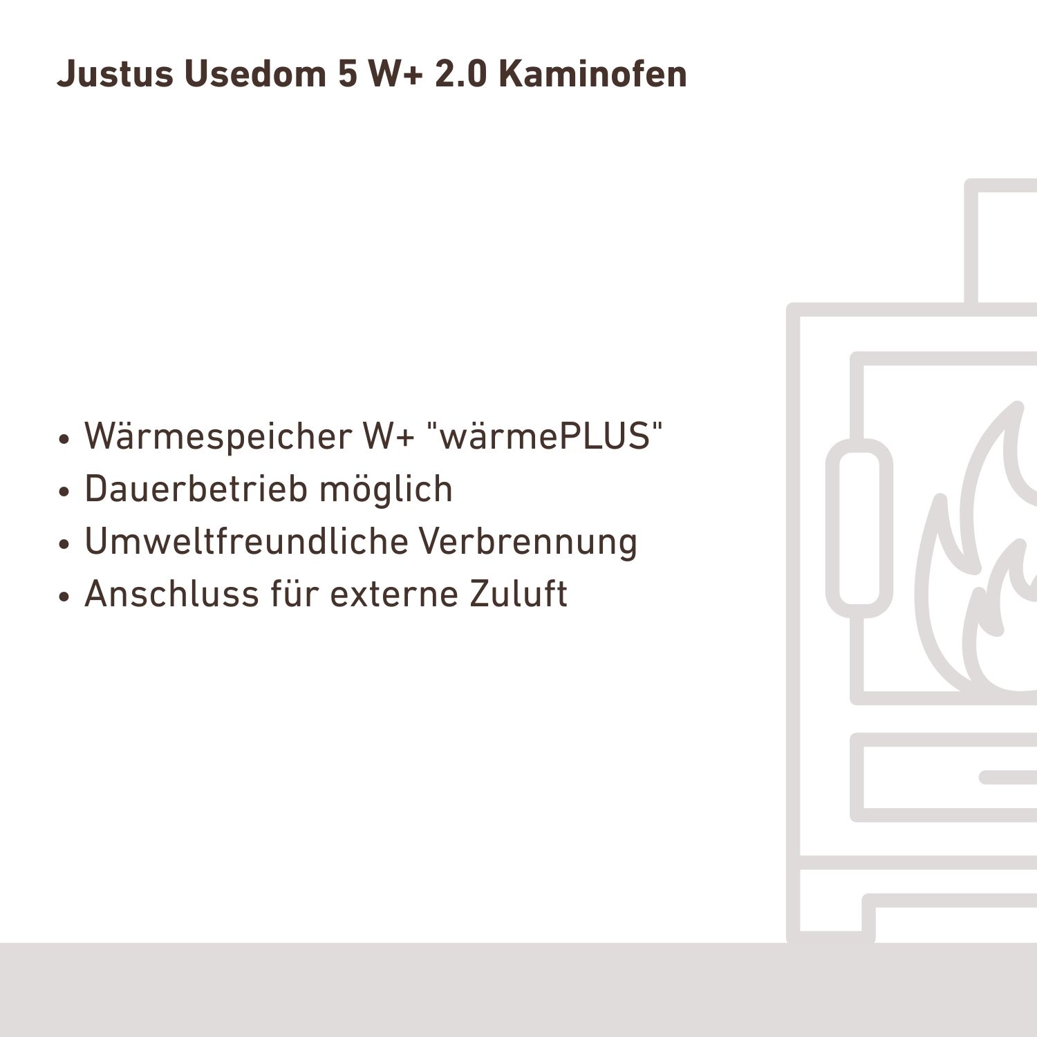 Justus Usedom 5 W+ 2.0 Kaminofen Stahl Schwarz