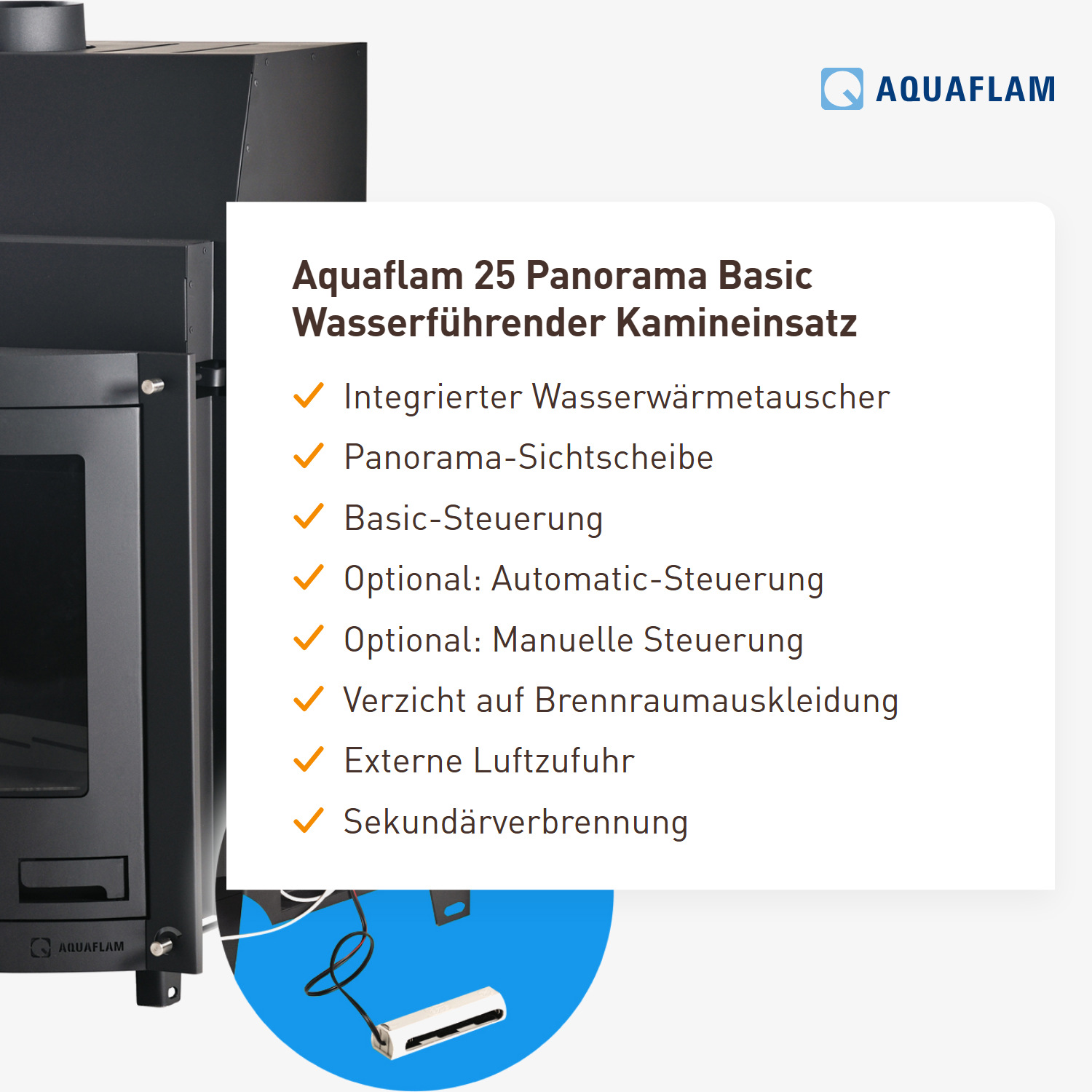 Aquaflam 25 Panorama Basic Wasserführender Kamineinsatz