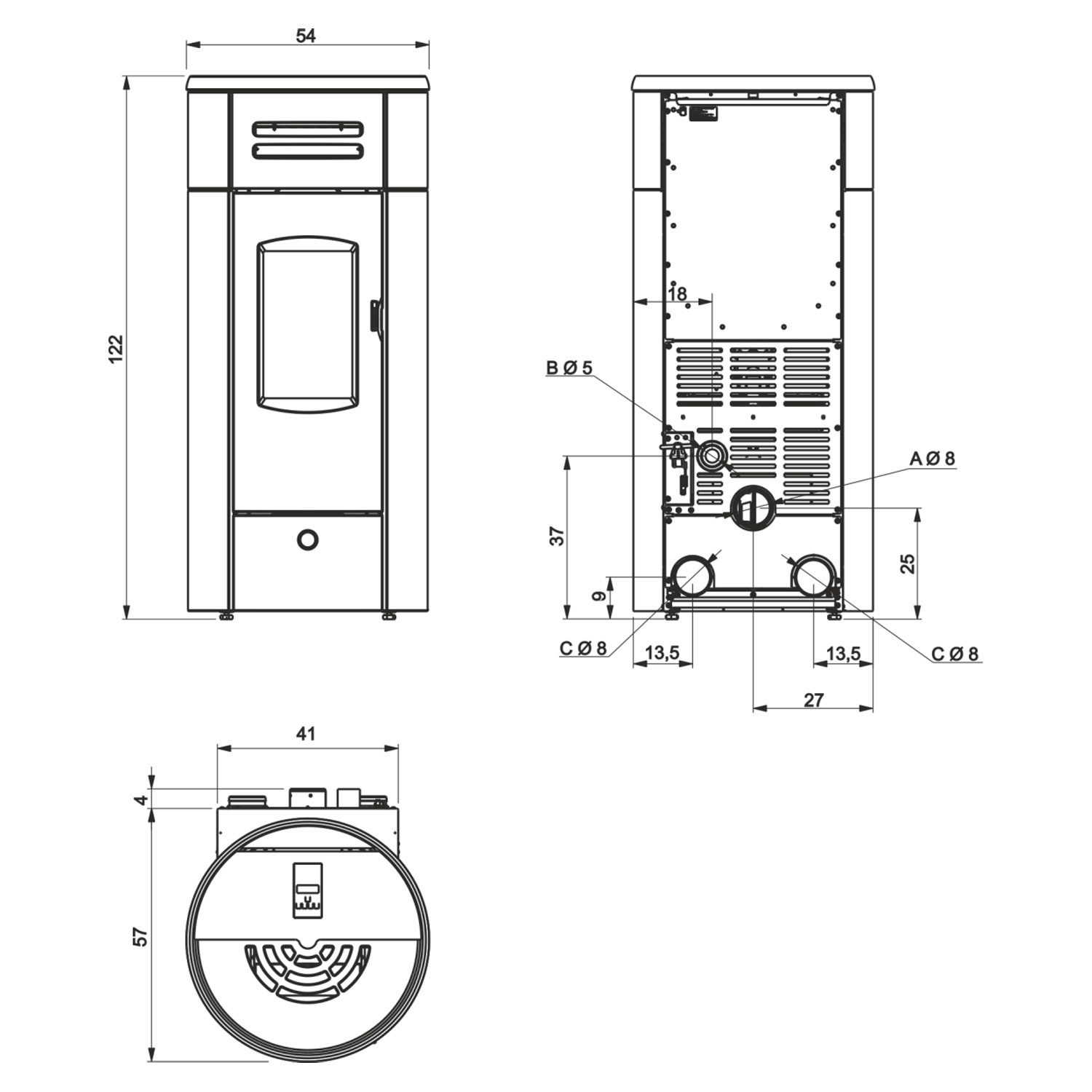 EK63 Yung 130++ Evo Pelletofen Keramik weiß