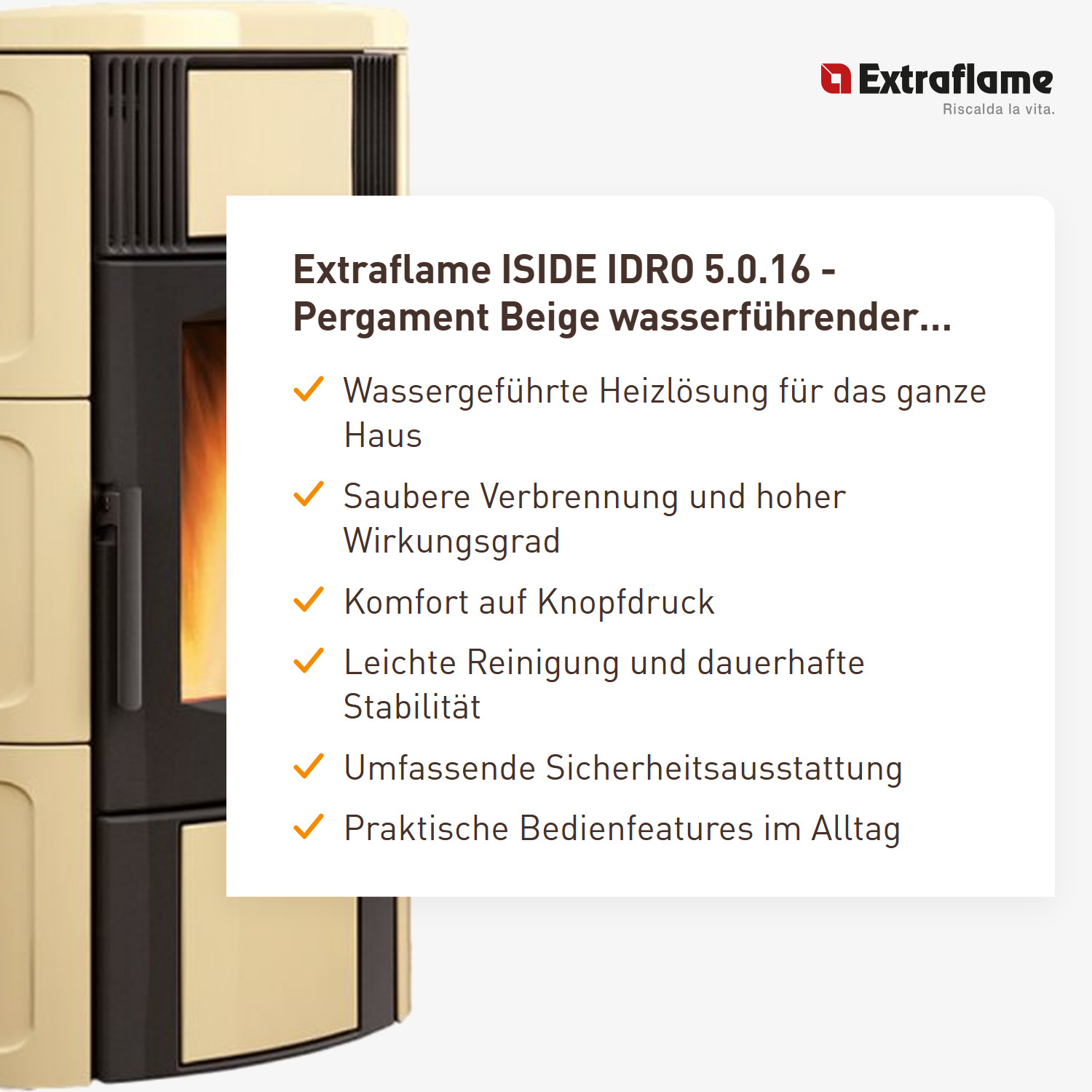 Extraflame ISIDE IDRO 5.0.16 - Pergament Beige wassergeführter Pelletofen