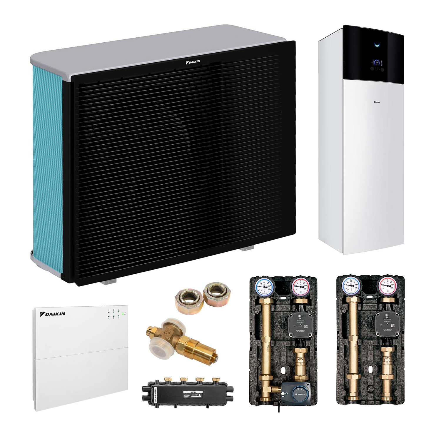 DAIKIN Altherma 3 H MT Baugröße 12 Hydrosplit-Wärmepumpe – Set 2 Heizkreise für Heizkörper und Fußbodenheizung mit Trinkwarmwasserbereitung 180 L