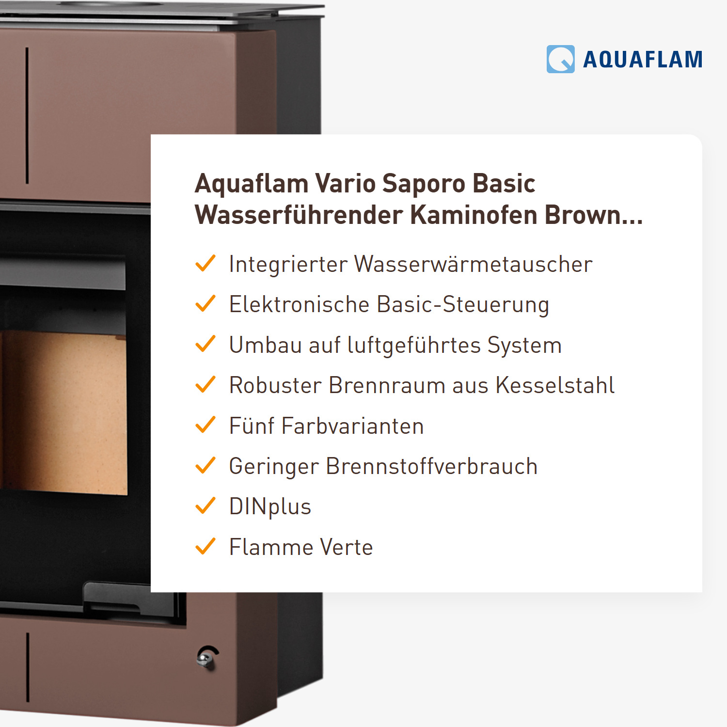 Aquaflam Vario Saporo Basic Wasserführender Kaminofen Brown 11/5 kW