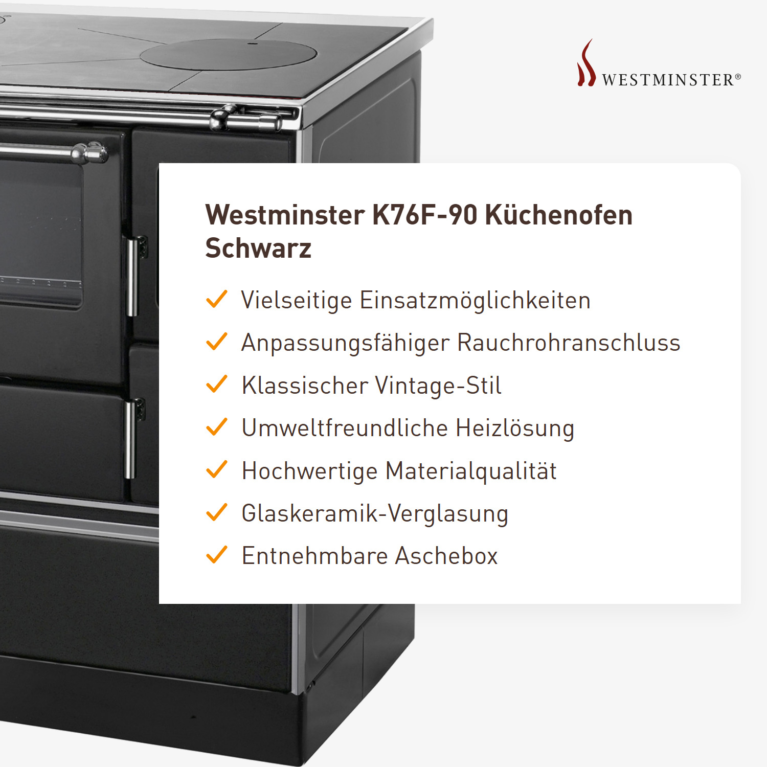 Westminster K76F-90 Küchenofen Schwarz