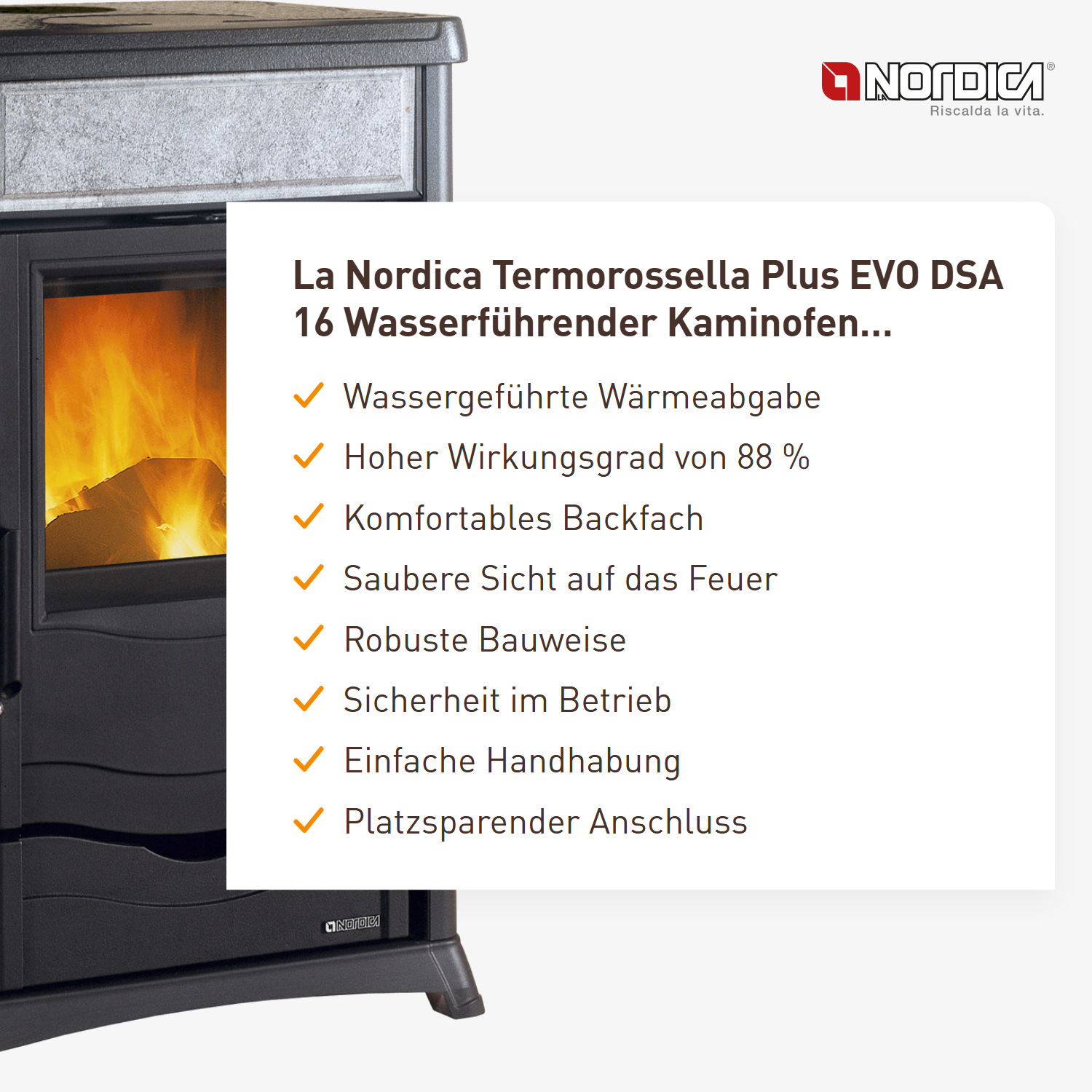 La Nordica Termorossella Plus EVO DSA 16 Wasserführender Kaminofen Speckstein