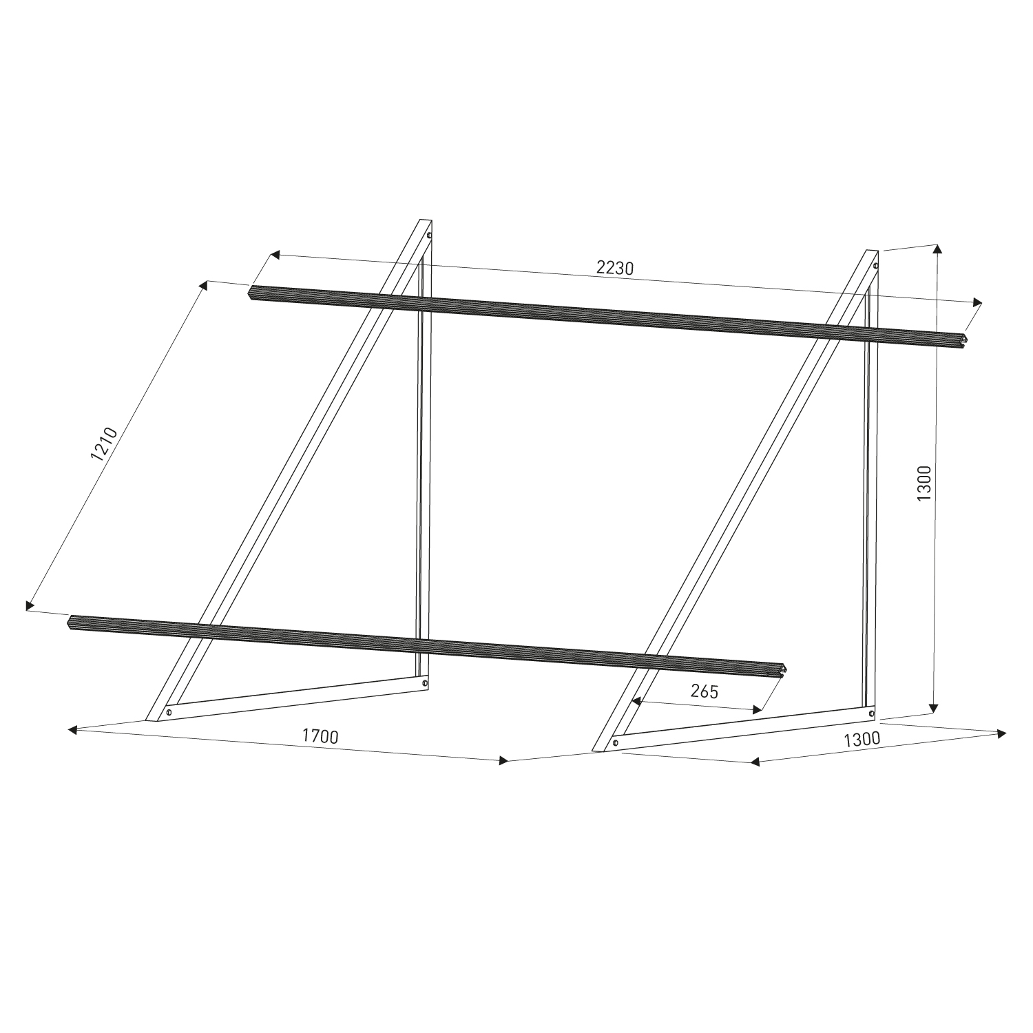 Sunex kit de montage pour toit plat pour 2 capteurs solaires plats Basicx 2.0