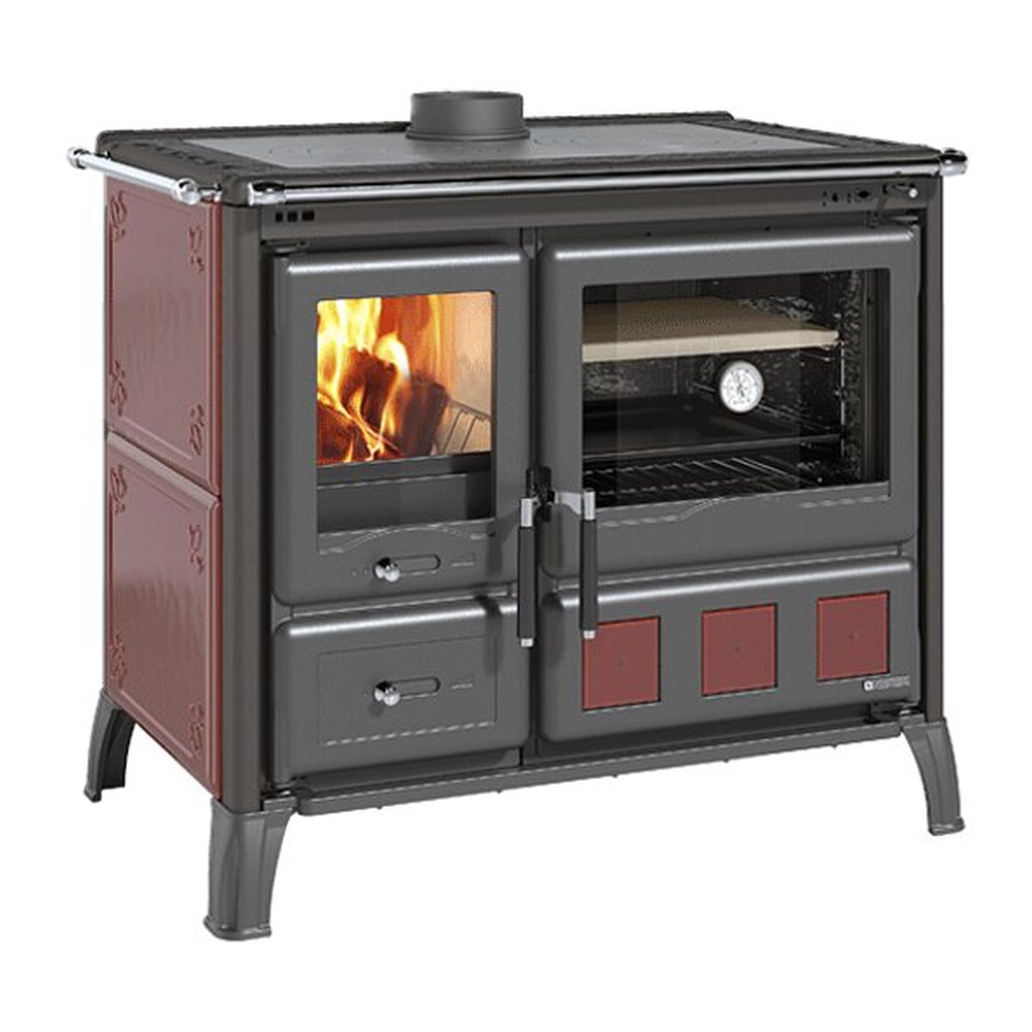 La Nordica GARDENIA XXL Céramique - Rouge bordeaux cuisinière à bois