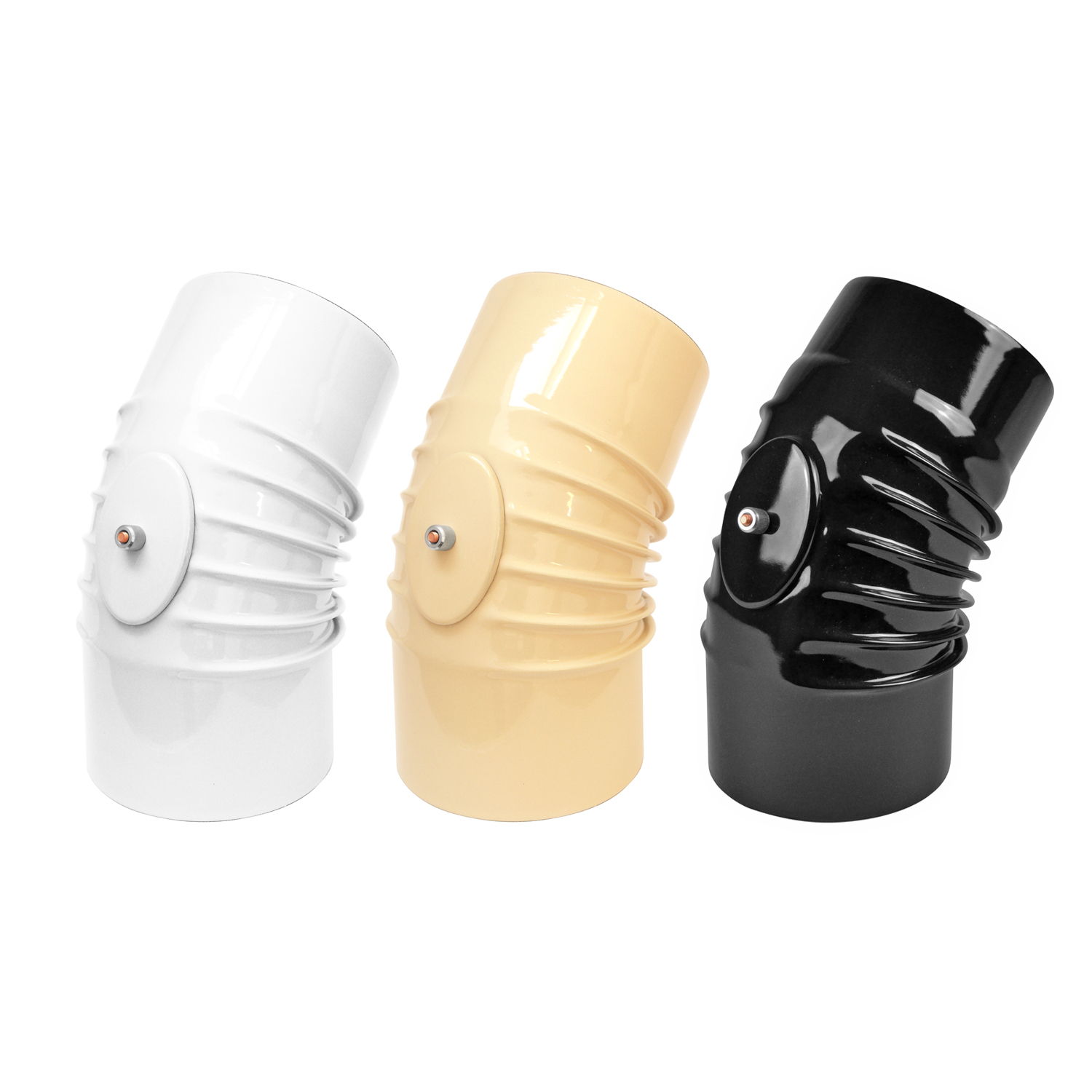 Coude de tuyau de poêle émaillé 120 mm - Coude à 45° nervuré ivoire avec ouverture de nettoyage