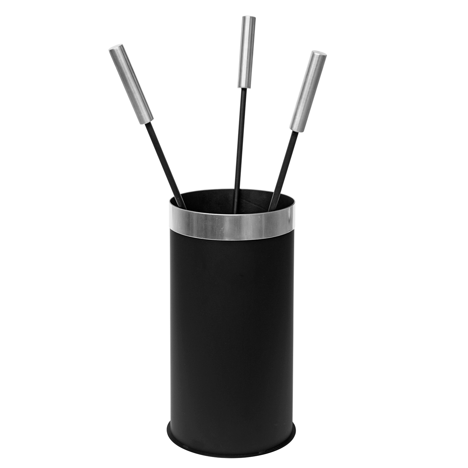 Raik Ensemble d'outils de cheminée Edgar, 3 pièces, noir, poignées en acier inoxydable, 31 cm