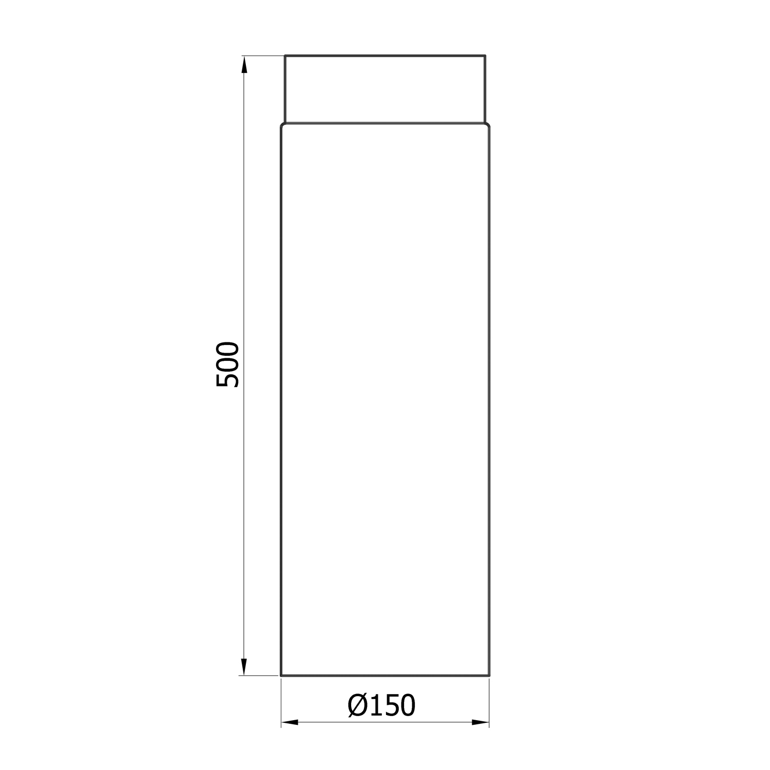 Raik Basic Längenelement 150mm schwarz Länge 500mm für Rauchrohr / Ofenrohr