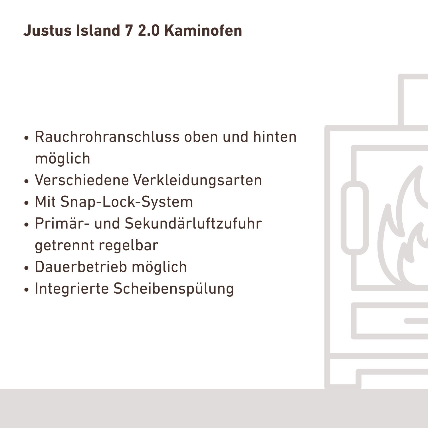 Justus Island 7 2.0 Poêle à bois acier noir / grès