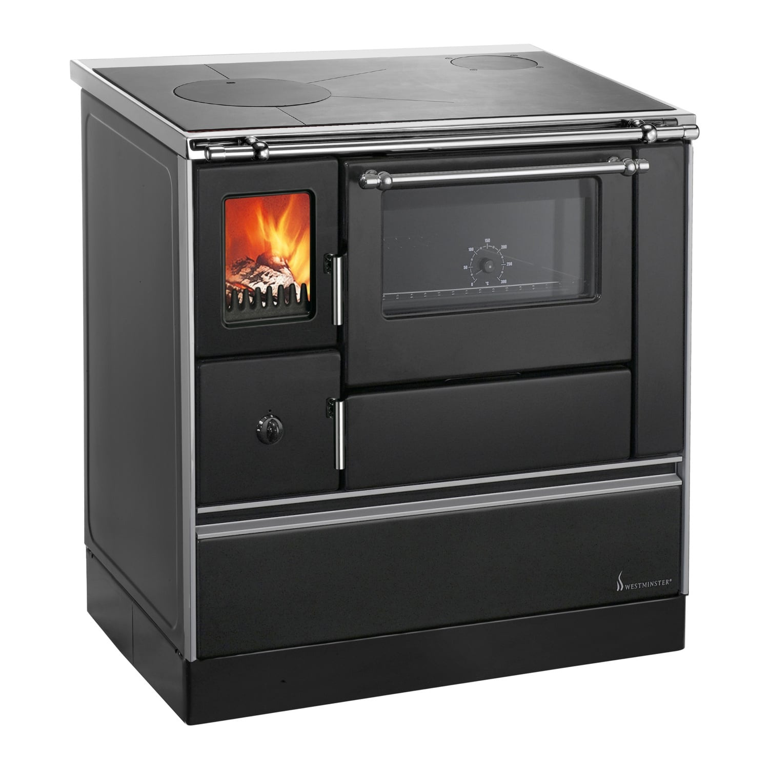 Westminster K 76F-90 Holzherd 7,6 kW schwarz Rauchrohranschluss rechts