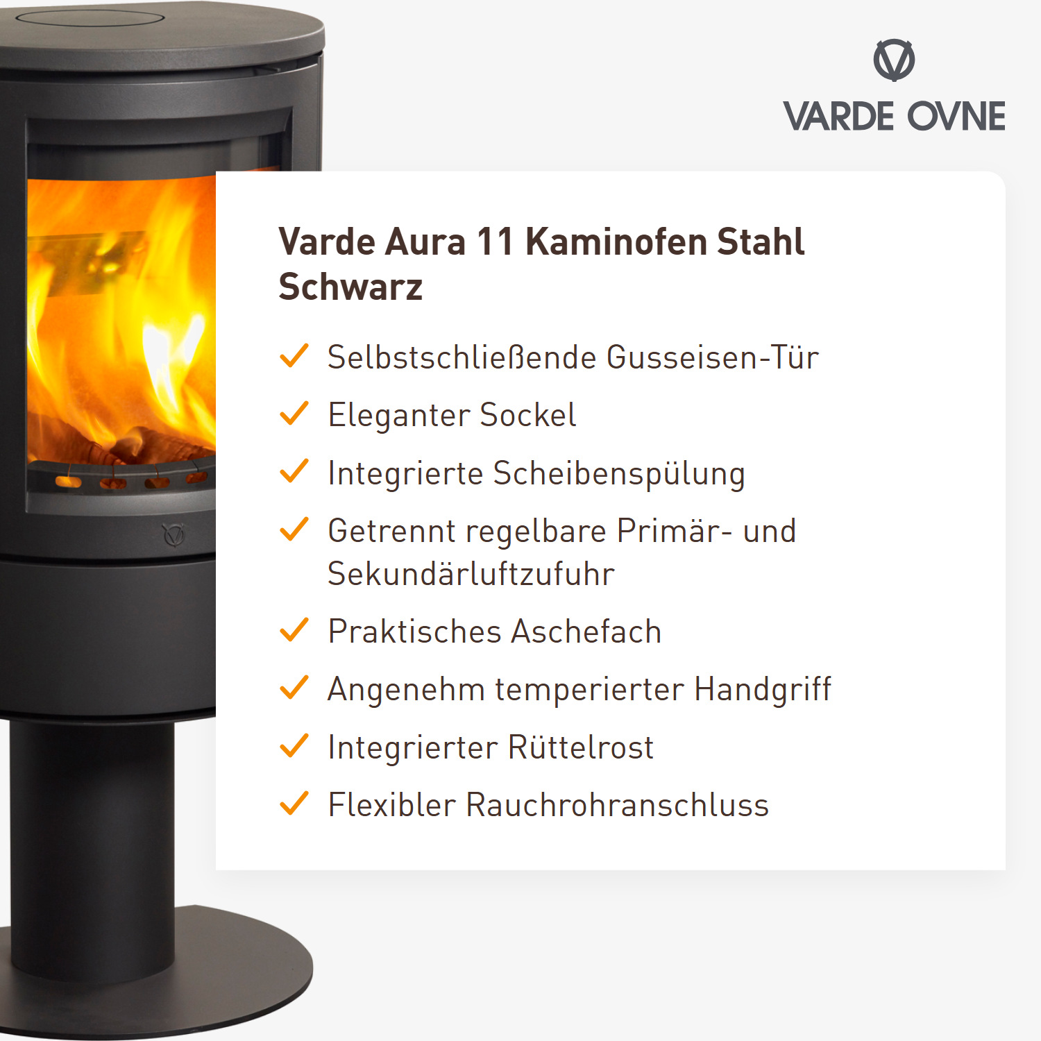 Varde Aura 11 Kaminofen Stahl Schwarz