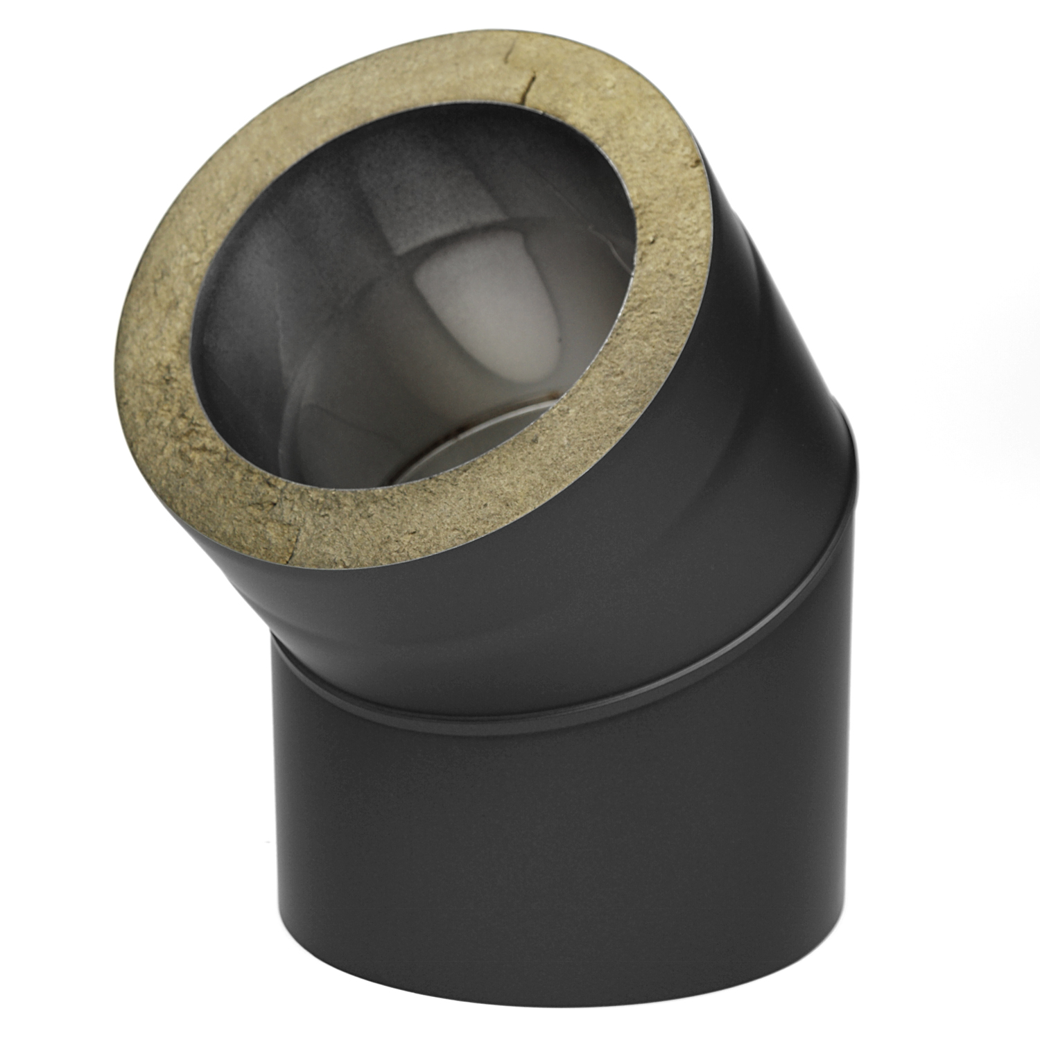 Raik Coltherm coude de tuyau de fumée 150mm noir double paroi 45° sans porte pour tuyau de fumée / conduit de fumée