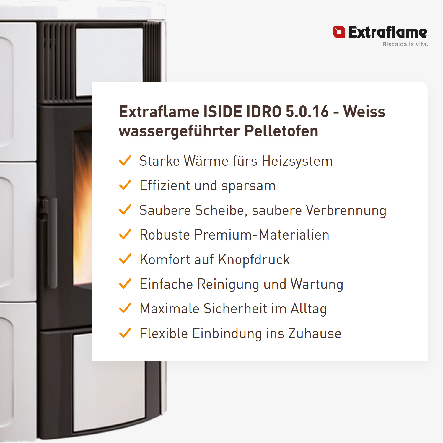 Extraflame ISIDE IDRO 5.0.16 - Weiss wassergeführter Pelletofen