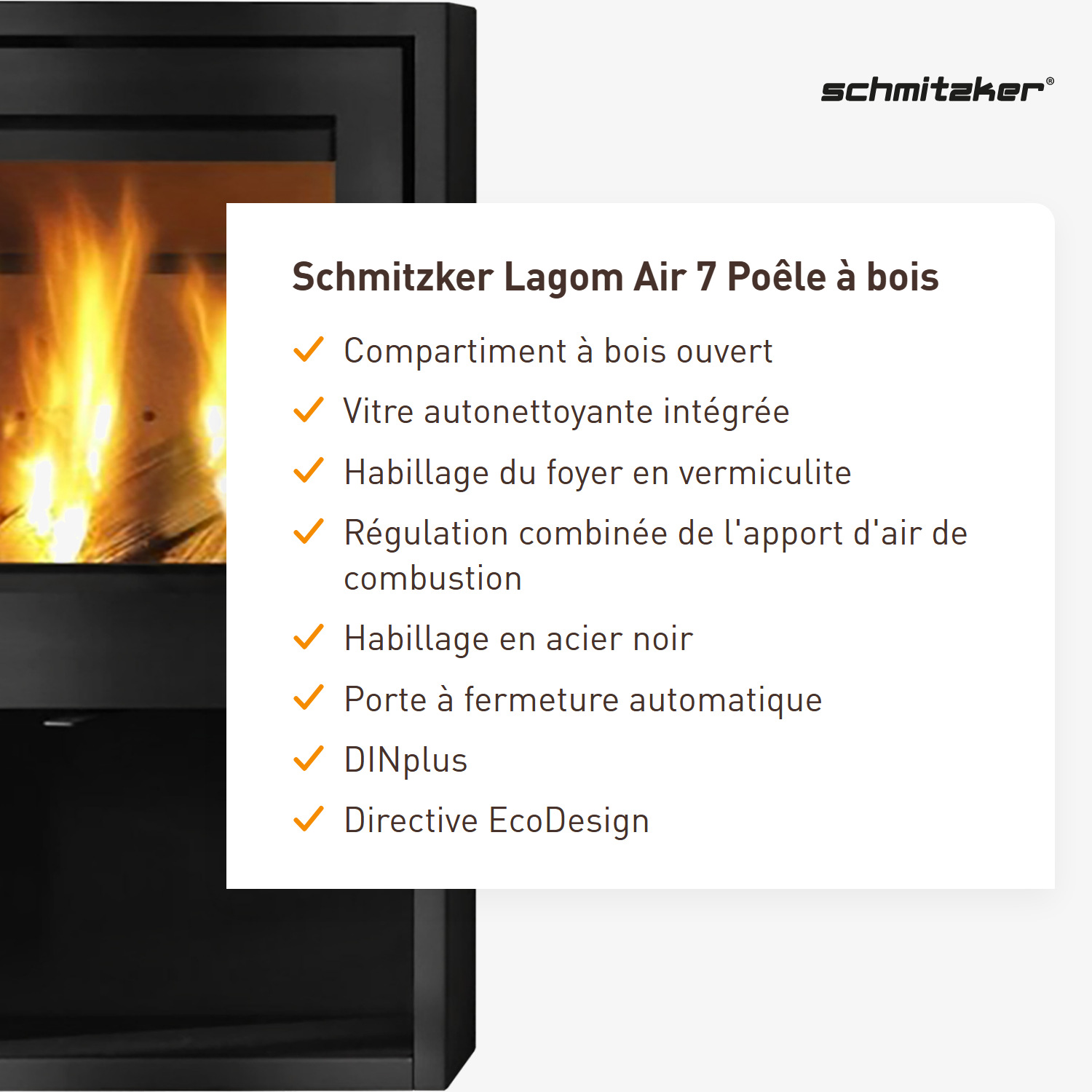 Schmitzker Lagom Air 7 Poêle à bois Noir