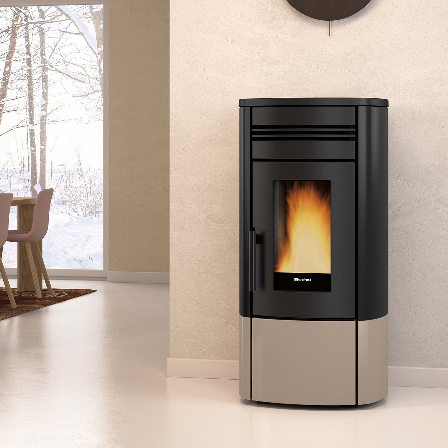 Extraflame NORIS PLUS - Taupe Matt Pelletofen EVOLUTION LINE