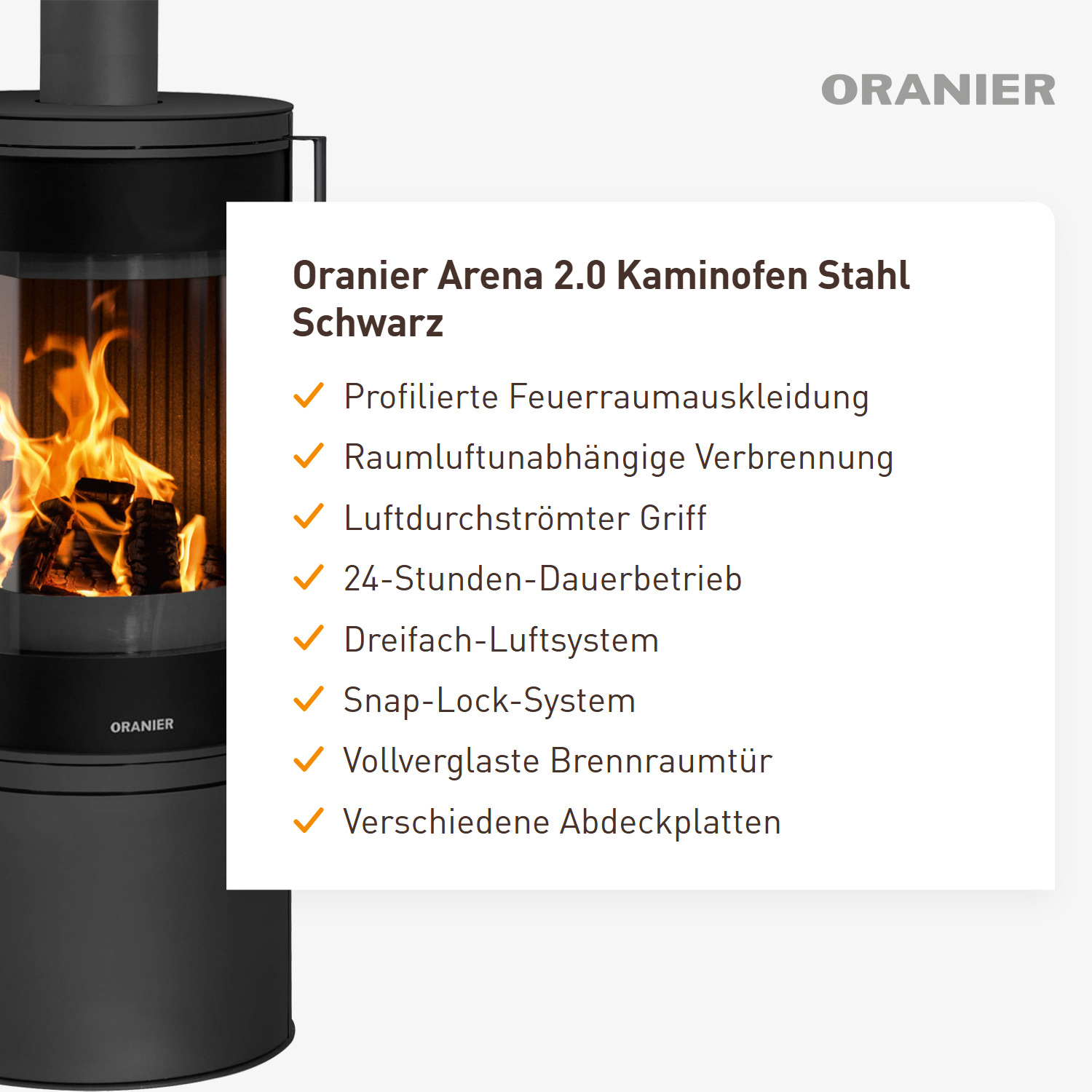 Oranier Arena 2.0 Kaminofen Stahl Schwarz