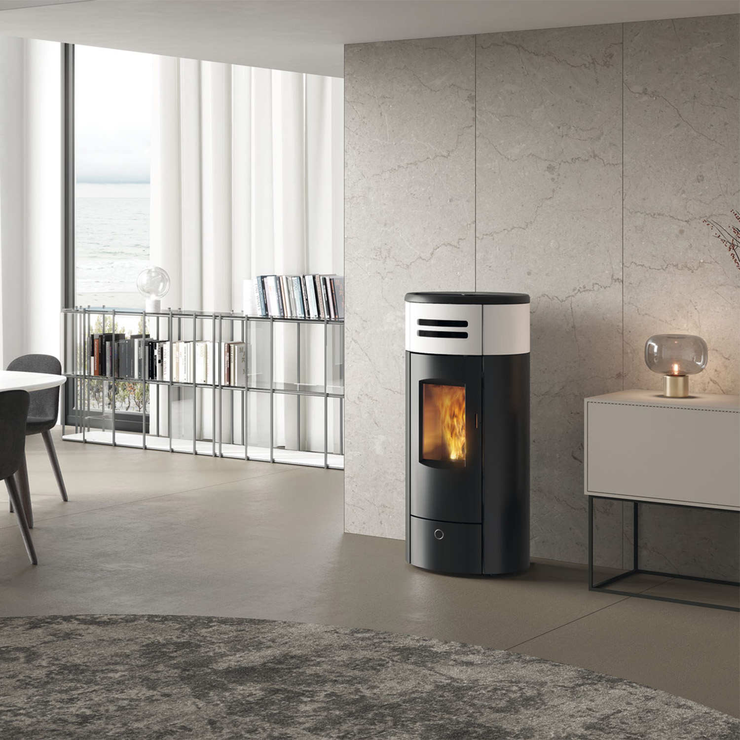 EK63 Yung 130++ Evo Pelletofen Keramik weiß