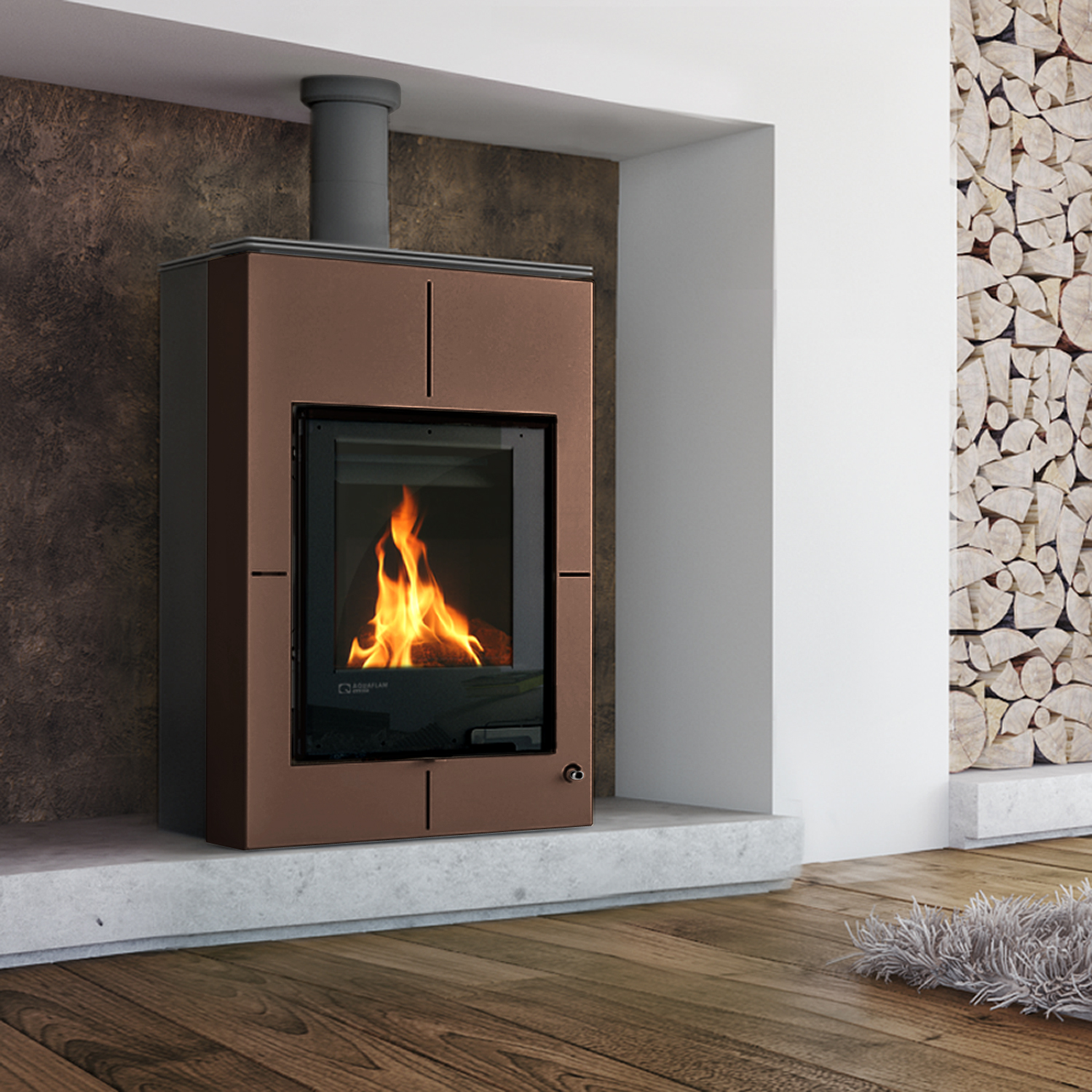 Poêle à bois Aquaflam Vario Saporo Marron