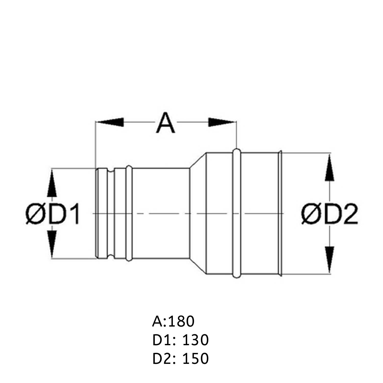 Schiedel Erweiterung ICS doppelwandig 130mm - 150mm glänzend