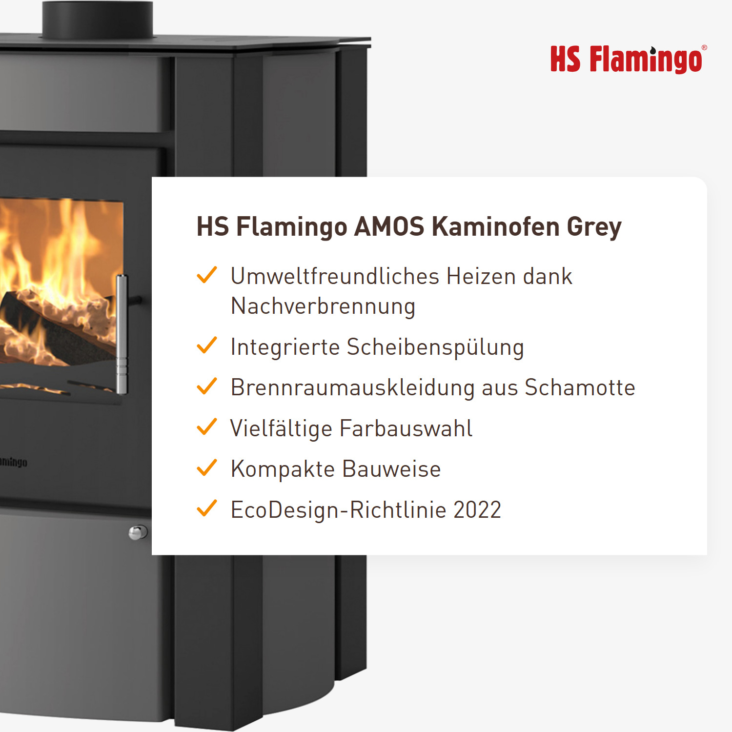 HS Flamingo AMOS Kaminofen Grey
