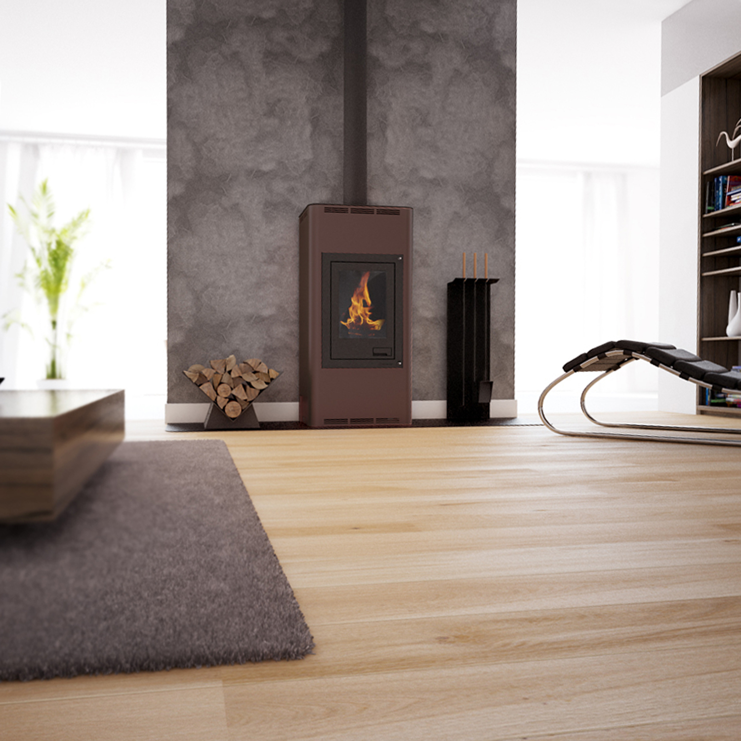 Aquaflam 12 Basic Wasserführender Kaminofen Brown