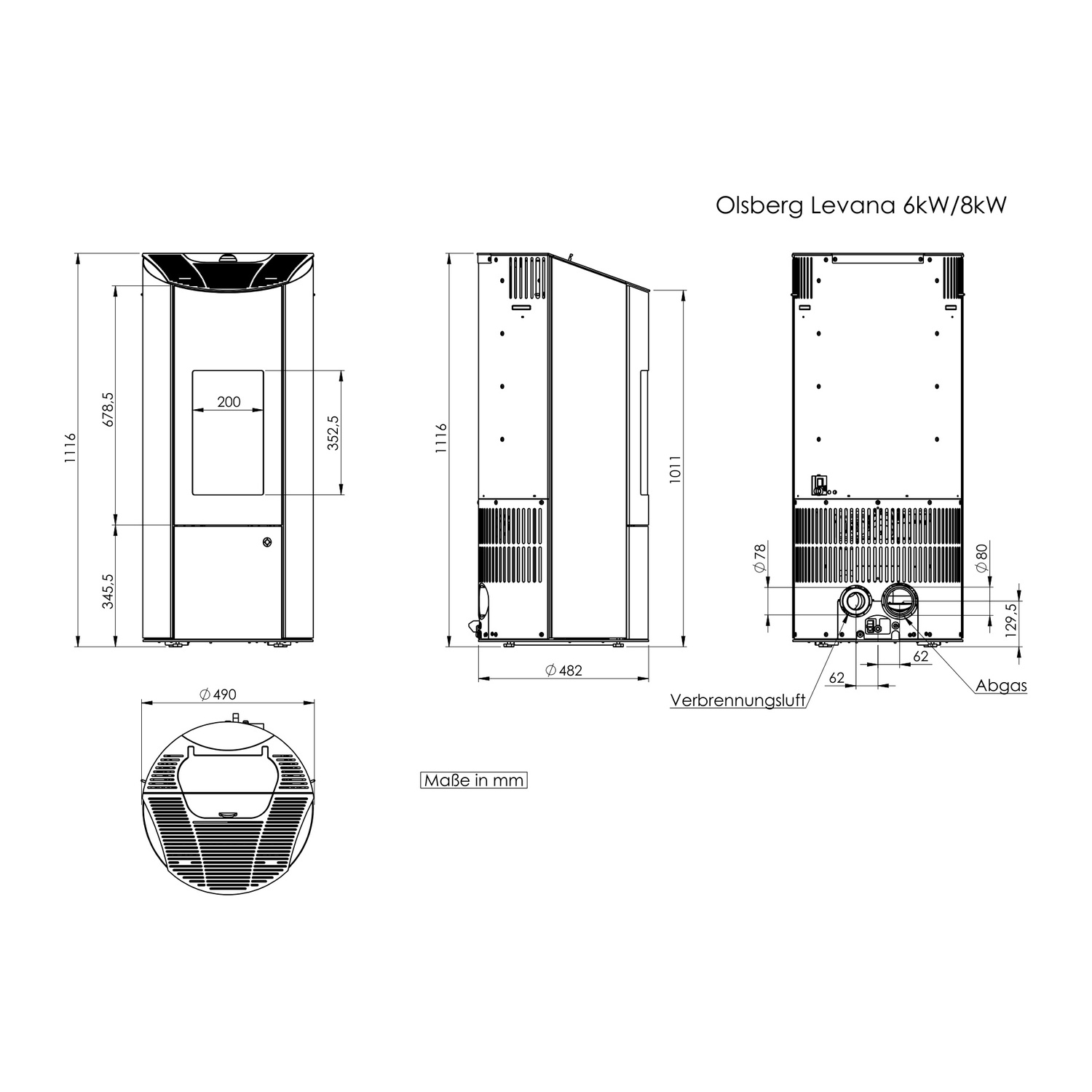 Olsberg Levana 3.0 poêle à granulés acier noir 6 kW