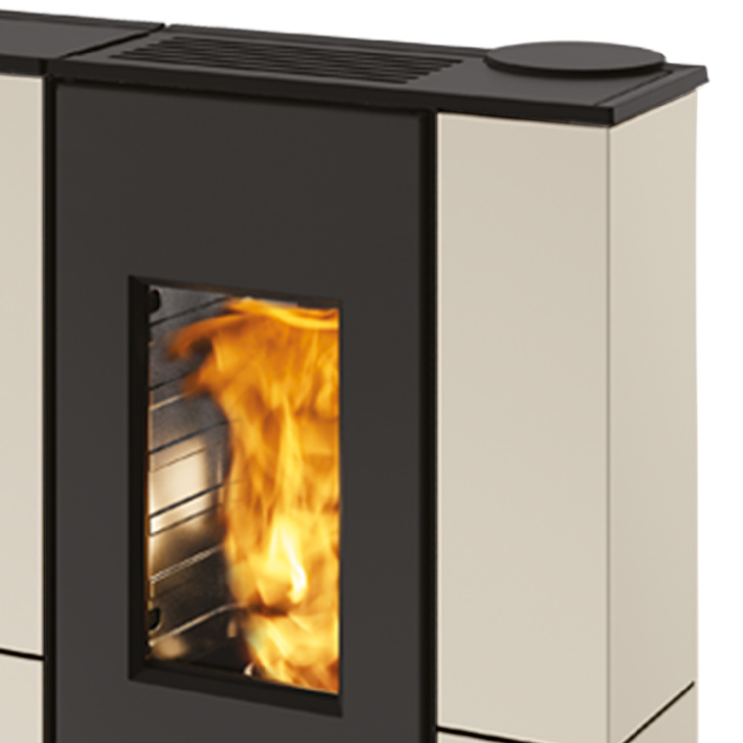 Edilkamin Tratto 9+ Poêle à granulés sortie fumées haute habillage acier beige sable