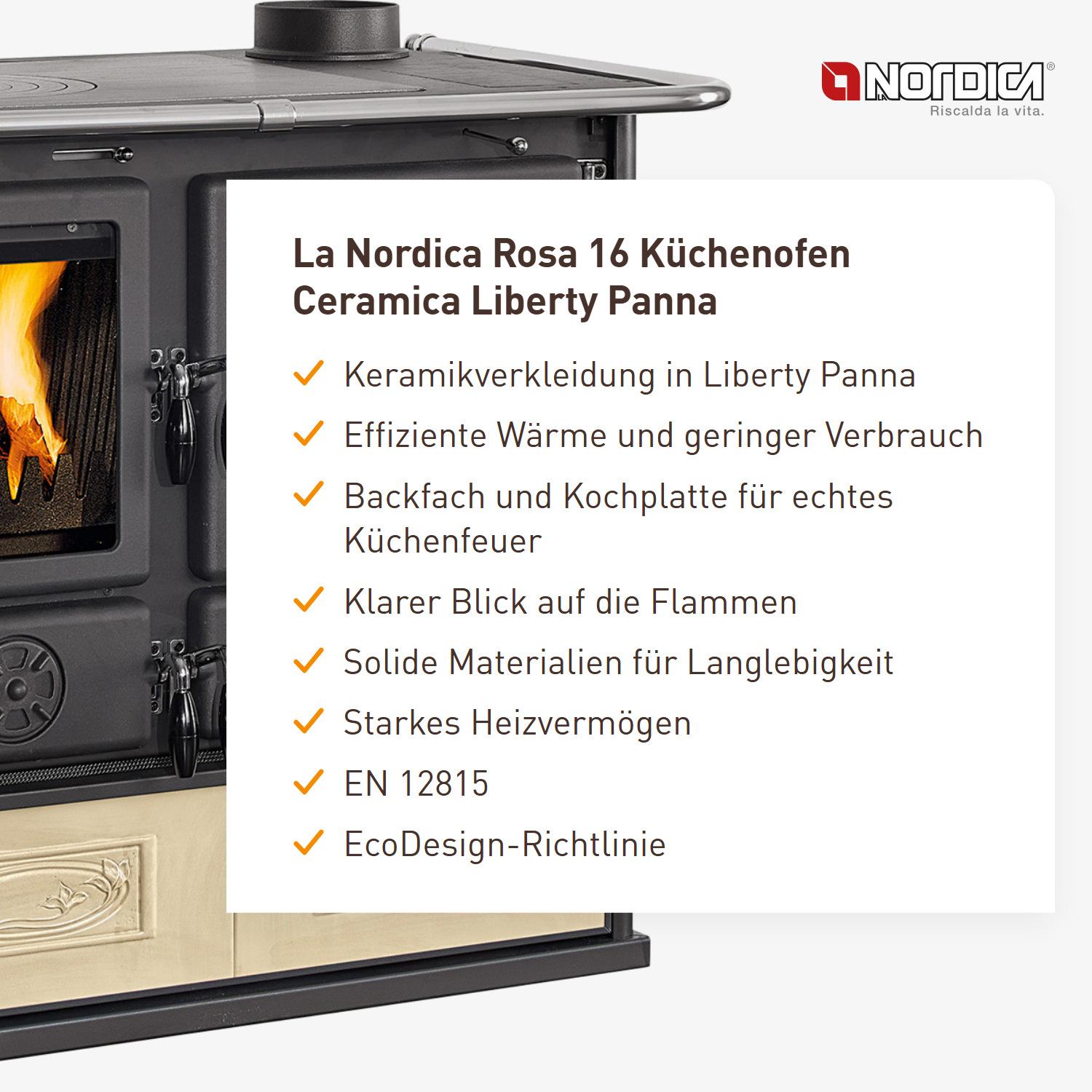 La Nordica Rosa 16 Küchenofen Ceramica Liberty Panna