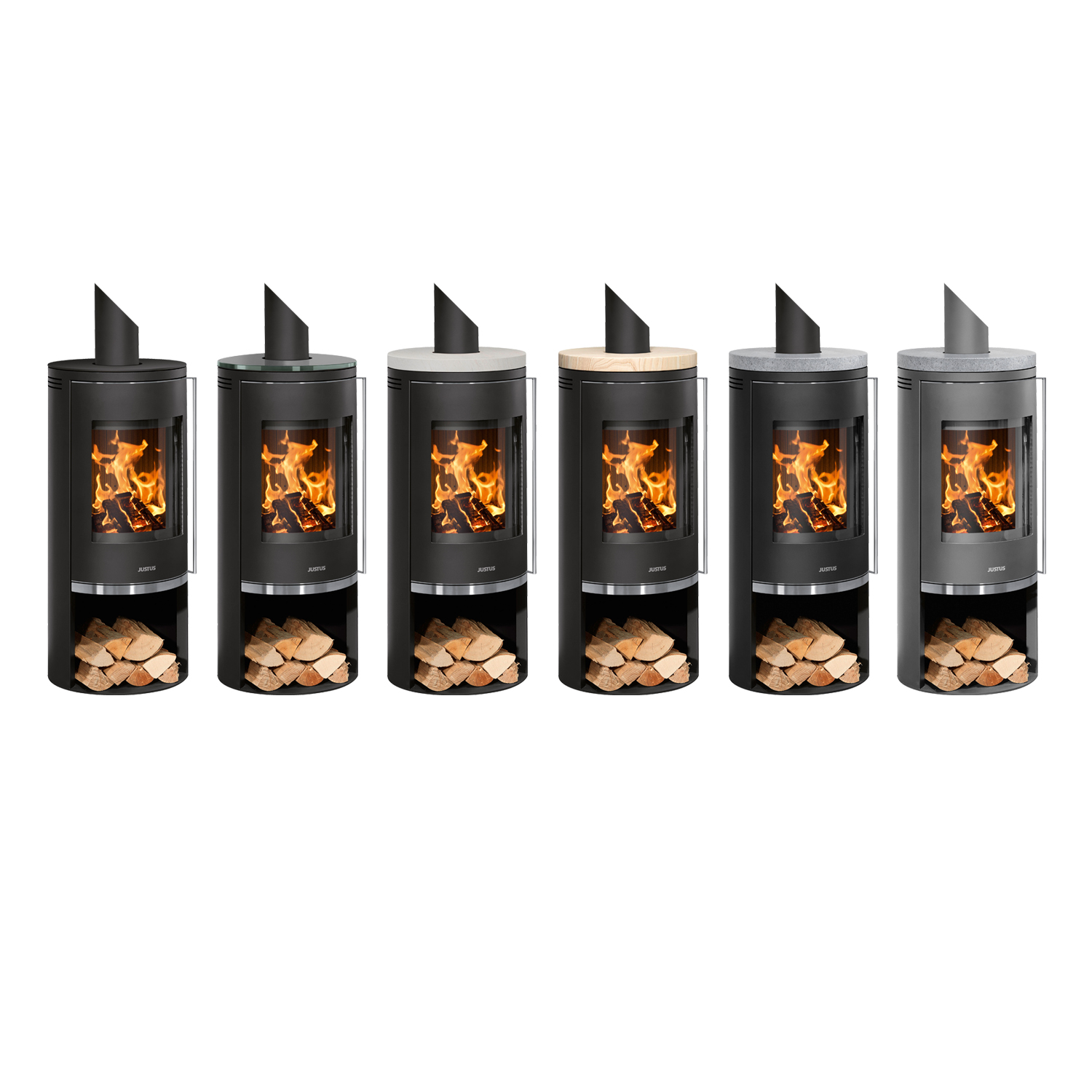 Justus Faro 2.0 Kaminofen Stahl Schwarz mit Glas-Abdeckplatte