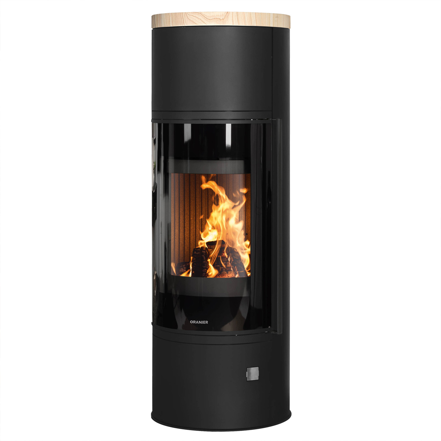 Oranier Arena W+ 2.0 Poêle à bois acier noir avec plaque de recouvrement grès