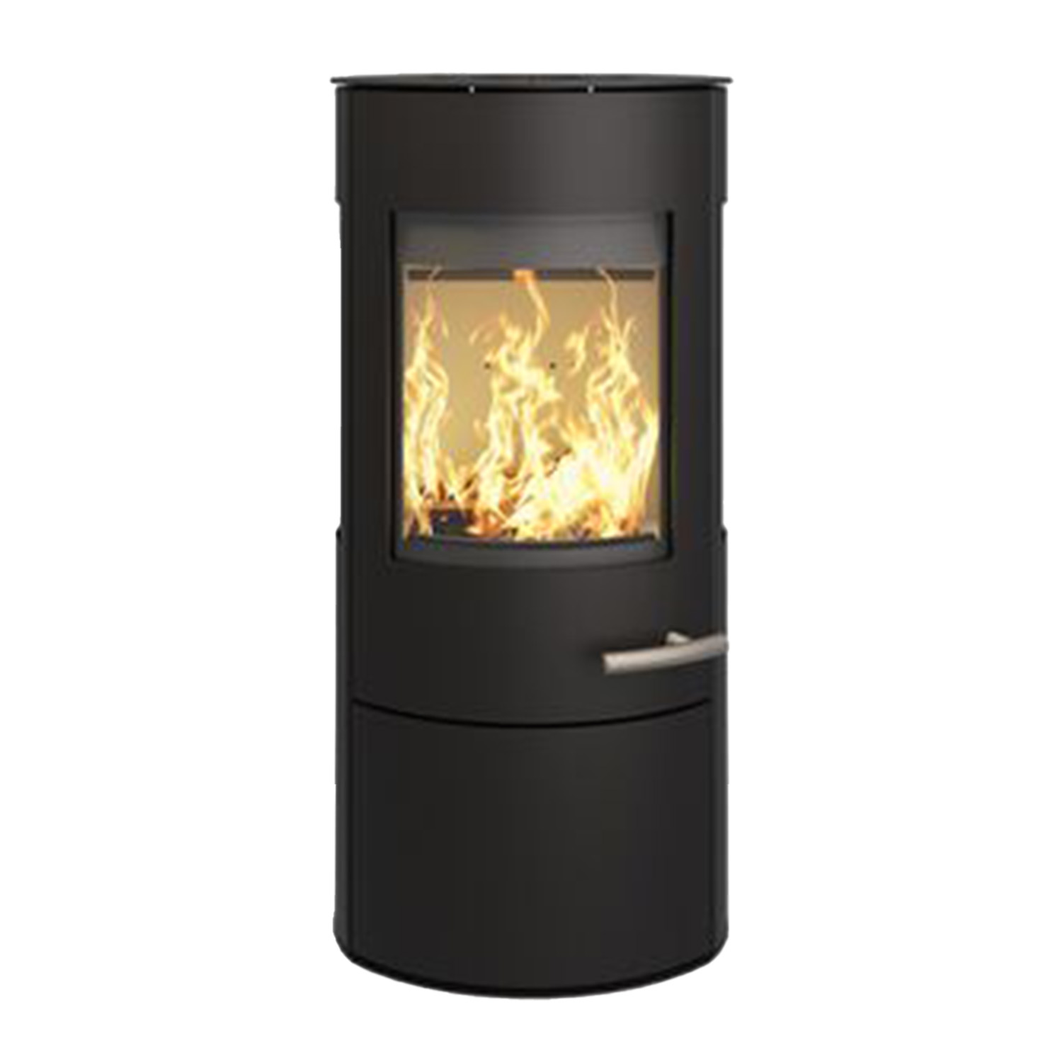 Haas+Sohn VITUS.l acier poêle à bois 3 vitres avec plaque de cuisson avec compartiment range-bûches et porte noir profond