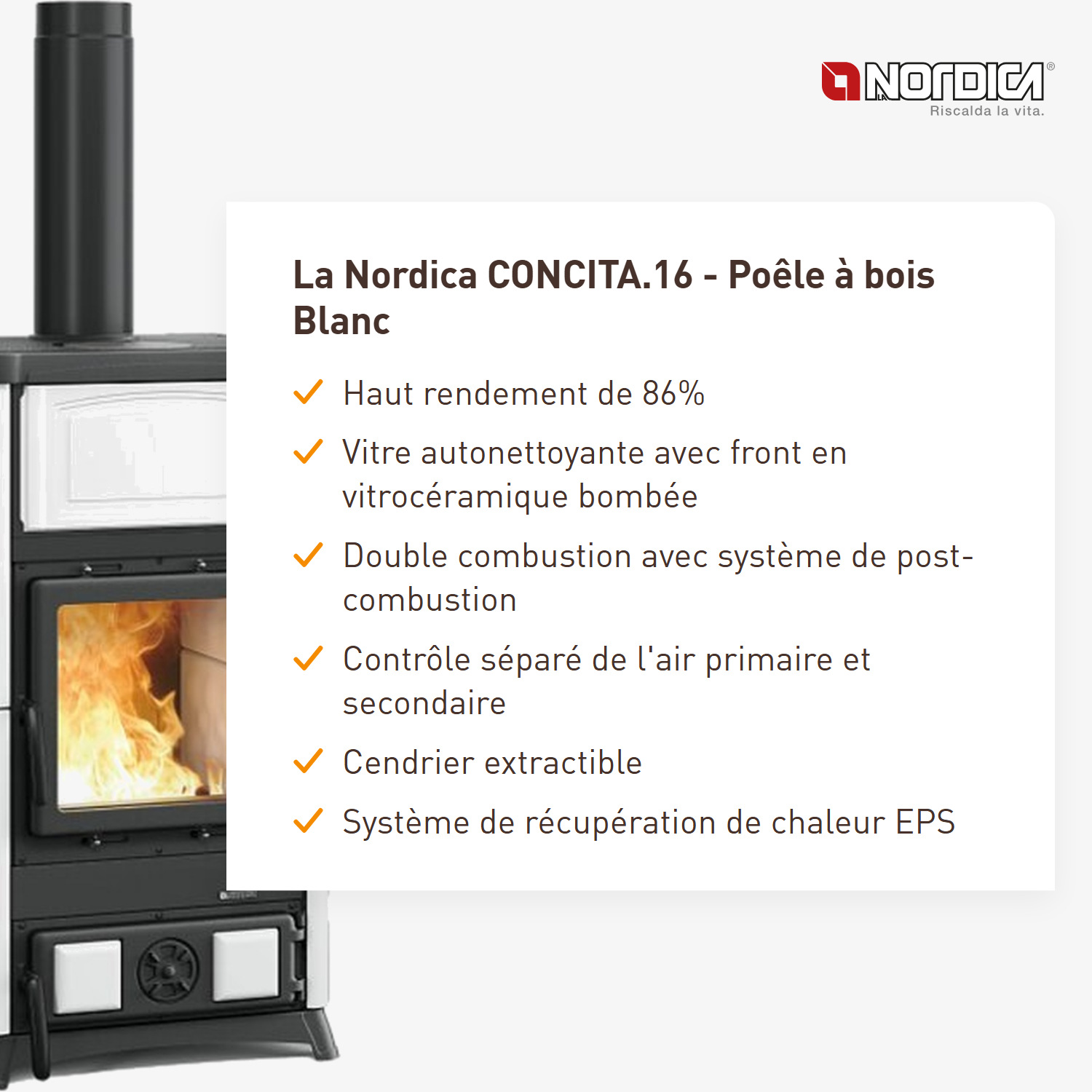 La Nordica CONCITA.16 - Blanc poêle à bois